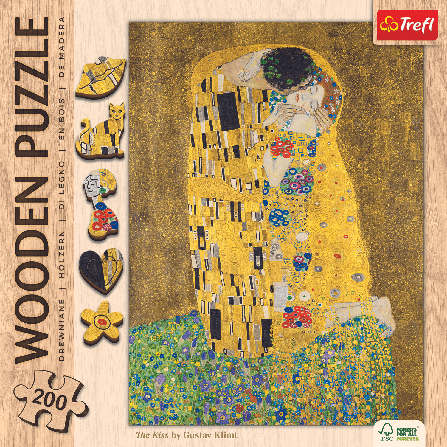 Der Kuss / Gustav Klimt | Holz Puzzle 200 Holzpuzzle TREFL