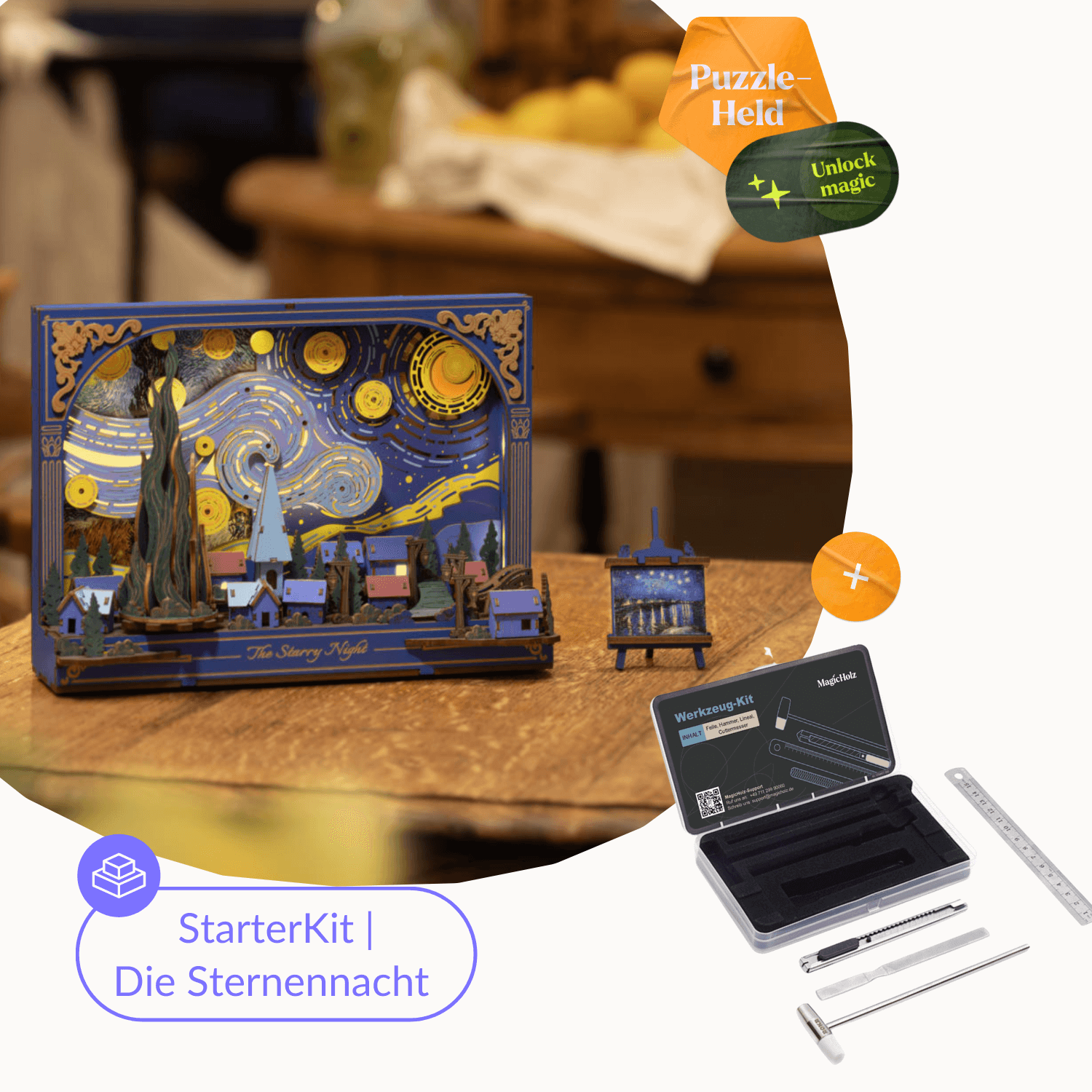 De sterrennacht - Van Gogh | Diorama Diorama Robotime Startpakket | Diorama + gereedschap