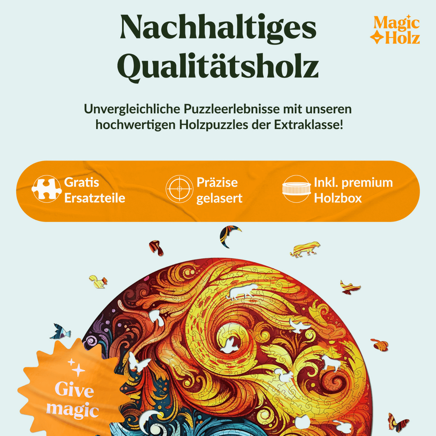Feu et eau | Puzzle en bois Mandala MagicHolz