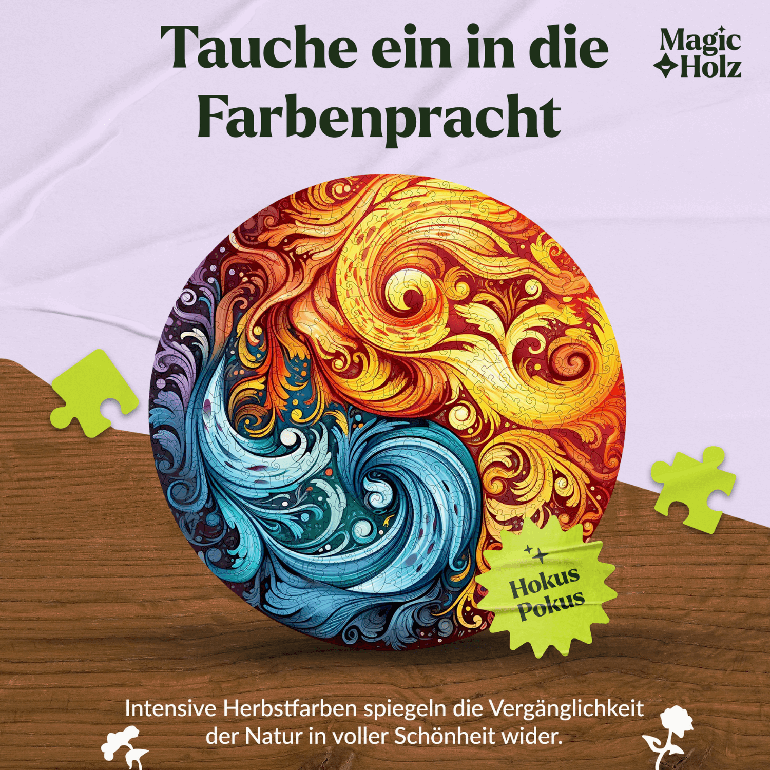 Feu et eau | Puzzle en bois Mandala MagicHolz
