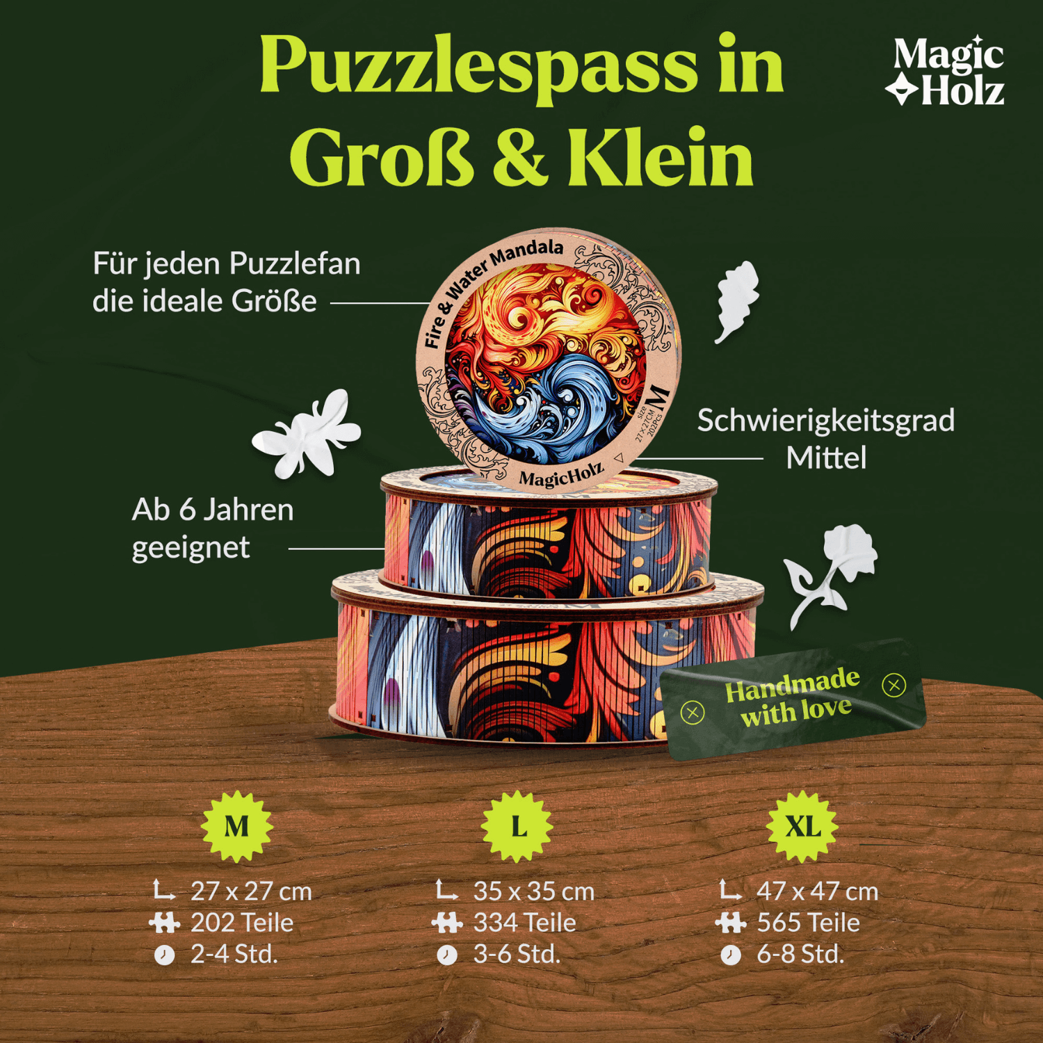 Feu et eau | Puzzle en bois Mandala MagicHolz