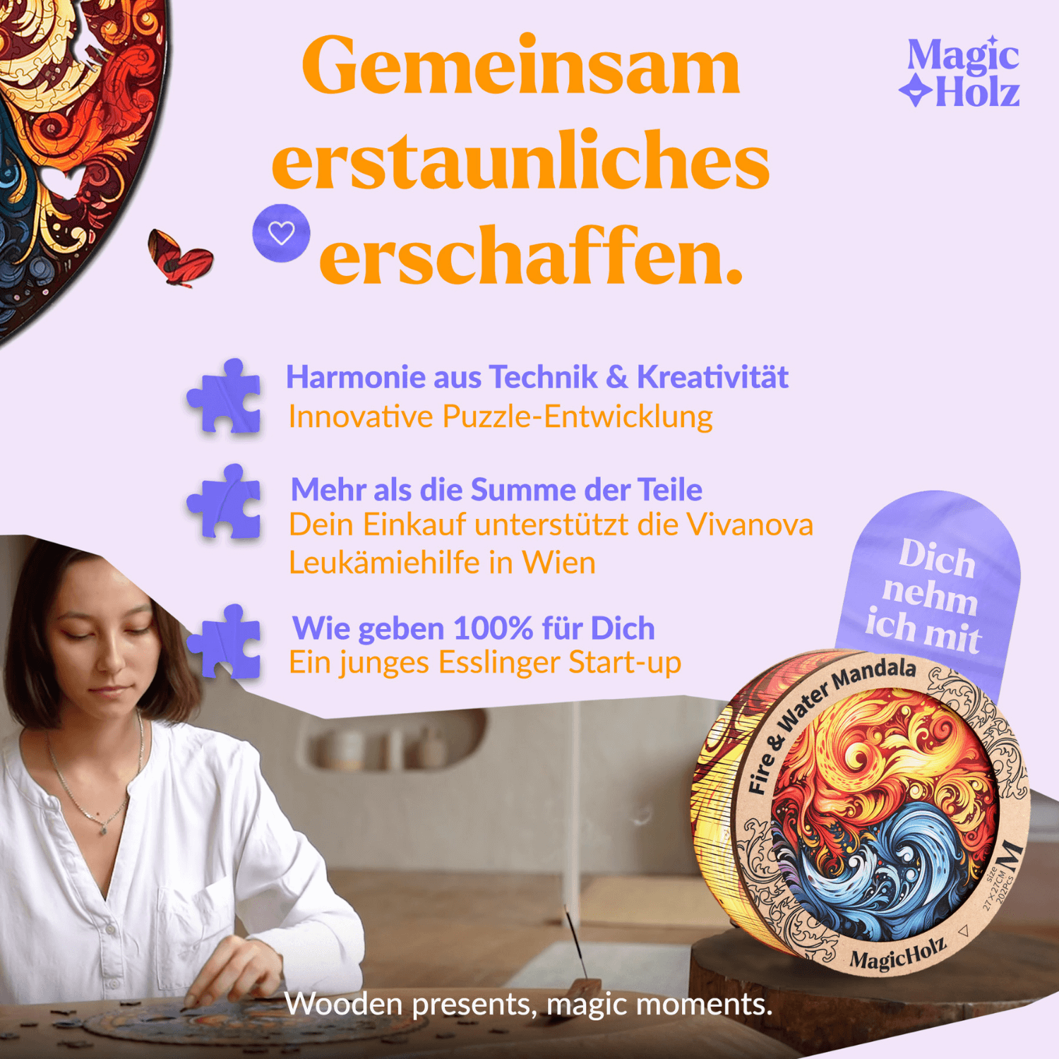 Feu et eau | Puzzle en bois Mandala MagicHolz