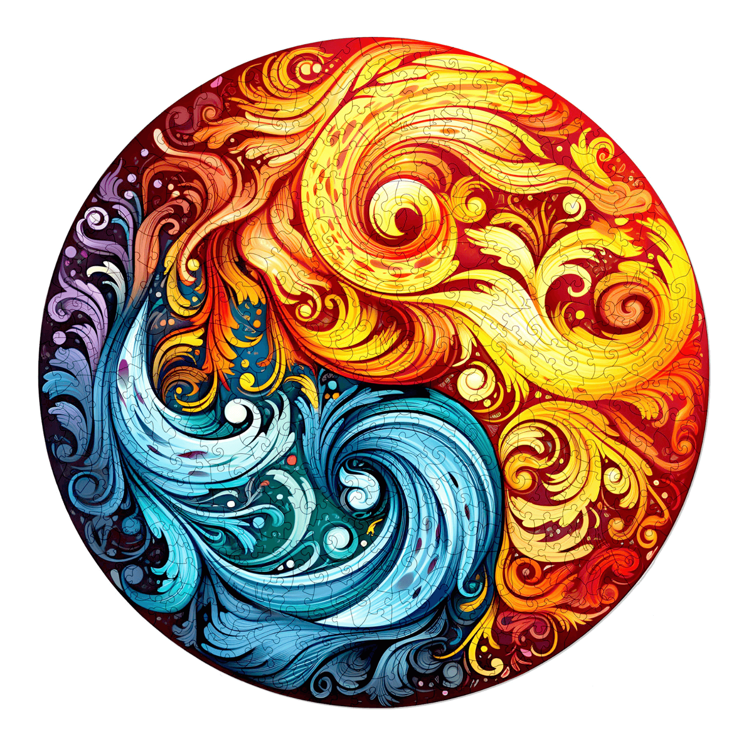 Feu et eau | Puzzle en bois Mandala MagicHolz