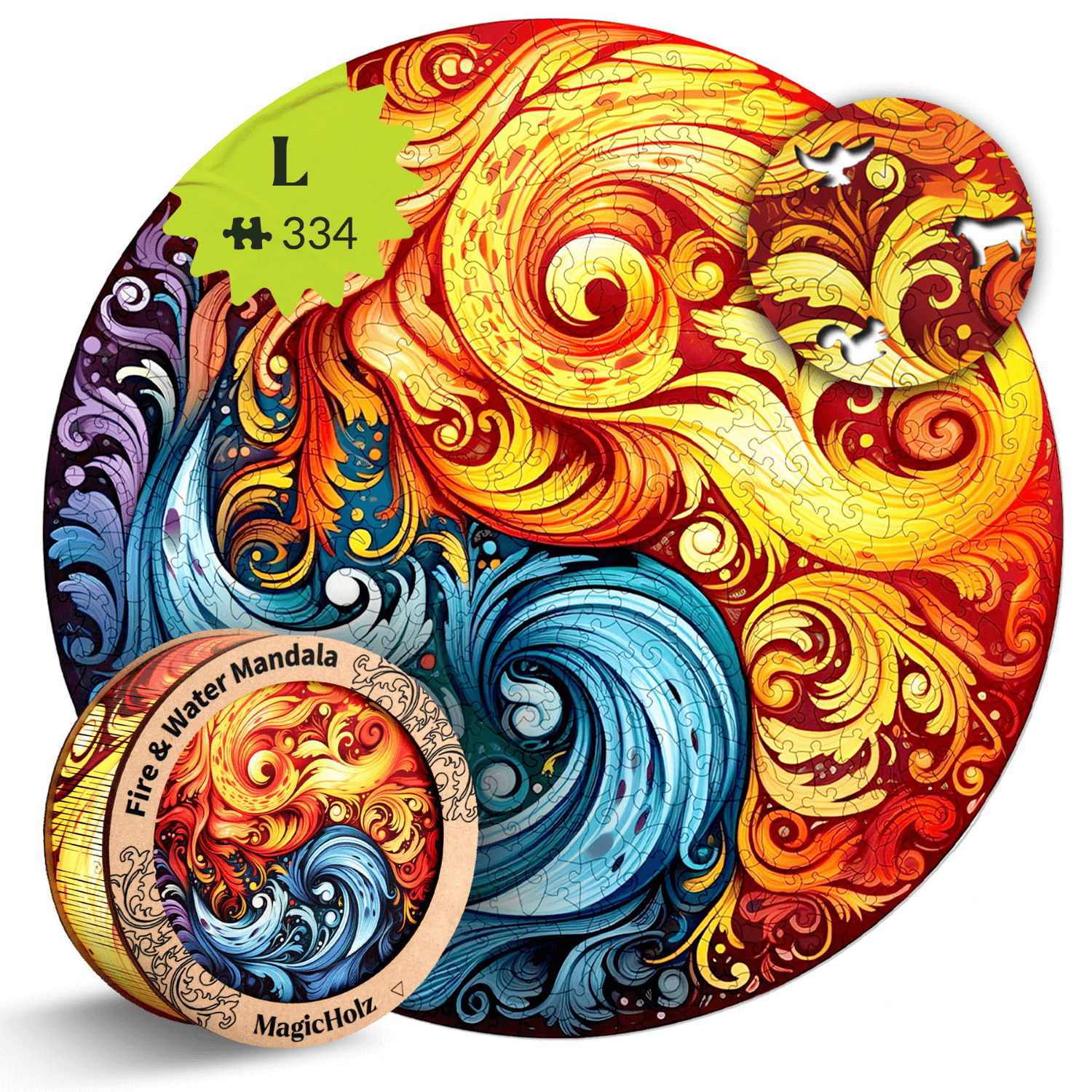 Feu et eau | Puzzle en bois Mandala MagicHolz L