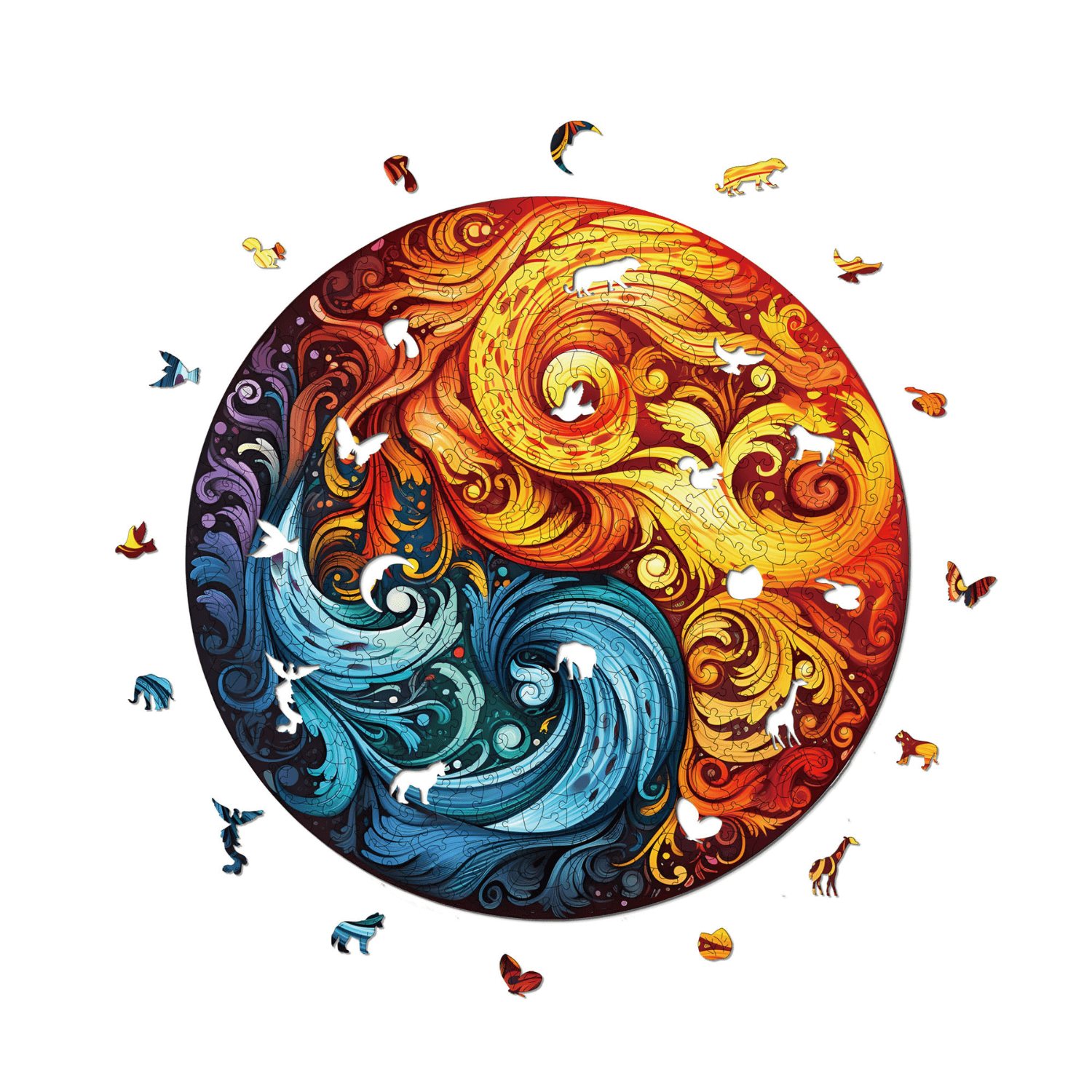 Feu et eau | Puzzle en bois Mandala MagicHolz