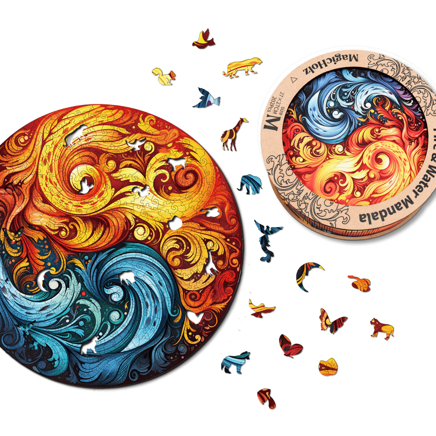 Feu et eau | Puzzle en bois Mandala MagicHolz