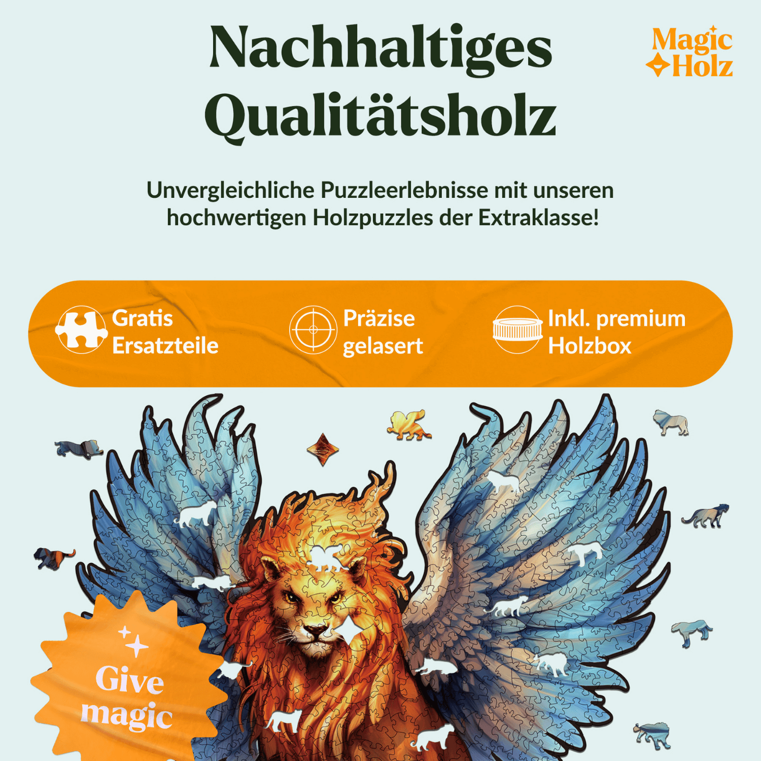 Ailes du courage | Lion Puzzle en bois MagicHolz