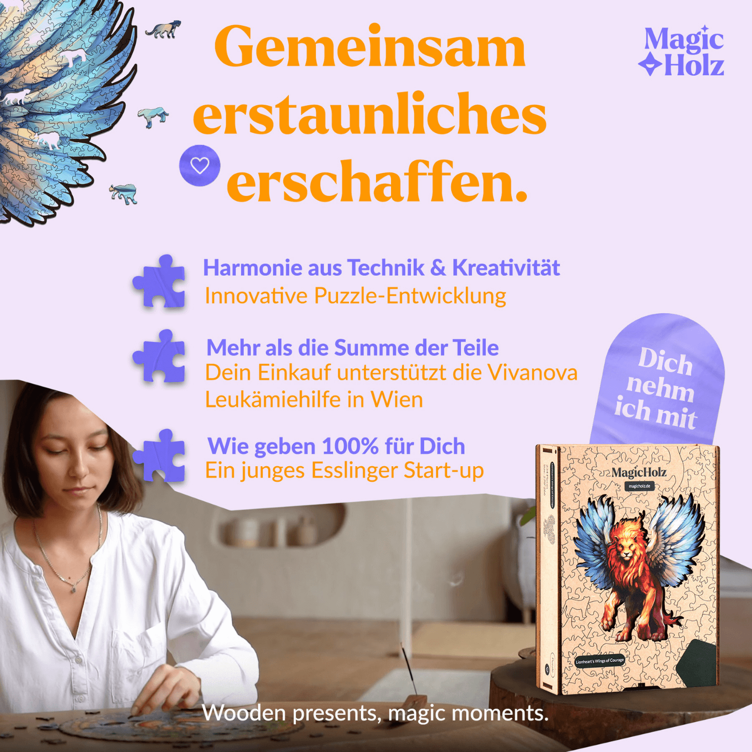 Ailes du courage | Lion Puzzle en bois MagicHolz