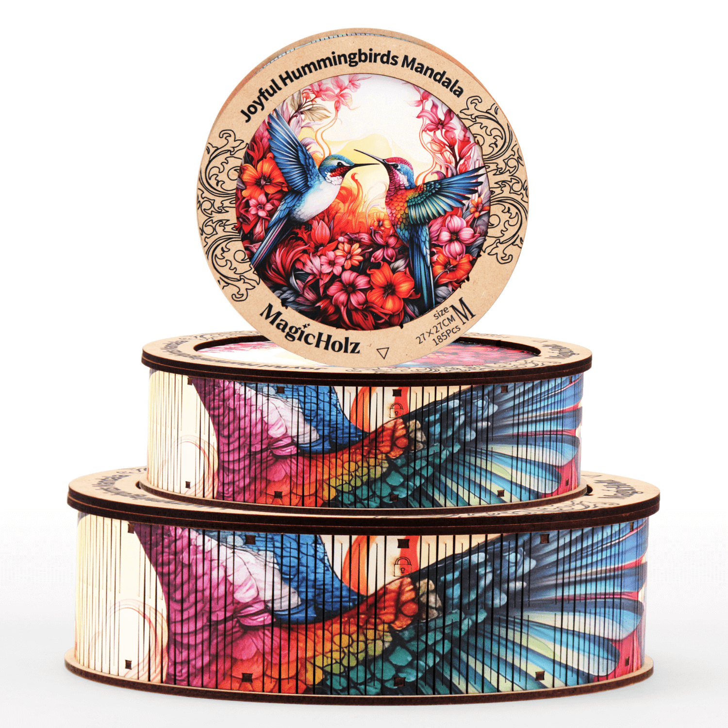 Happy hummingbirds | Mandala wooden puzzle MagicHolz