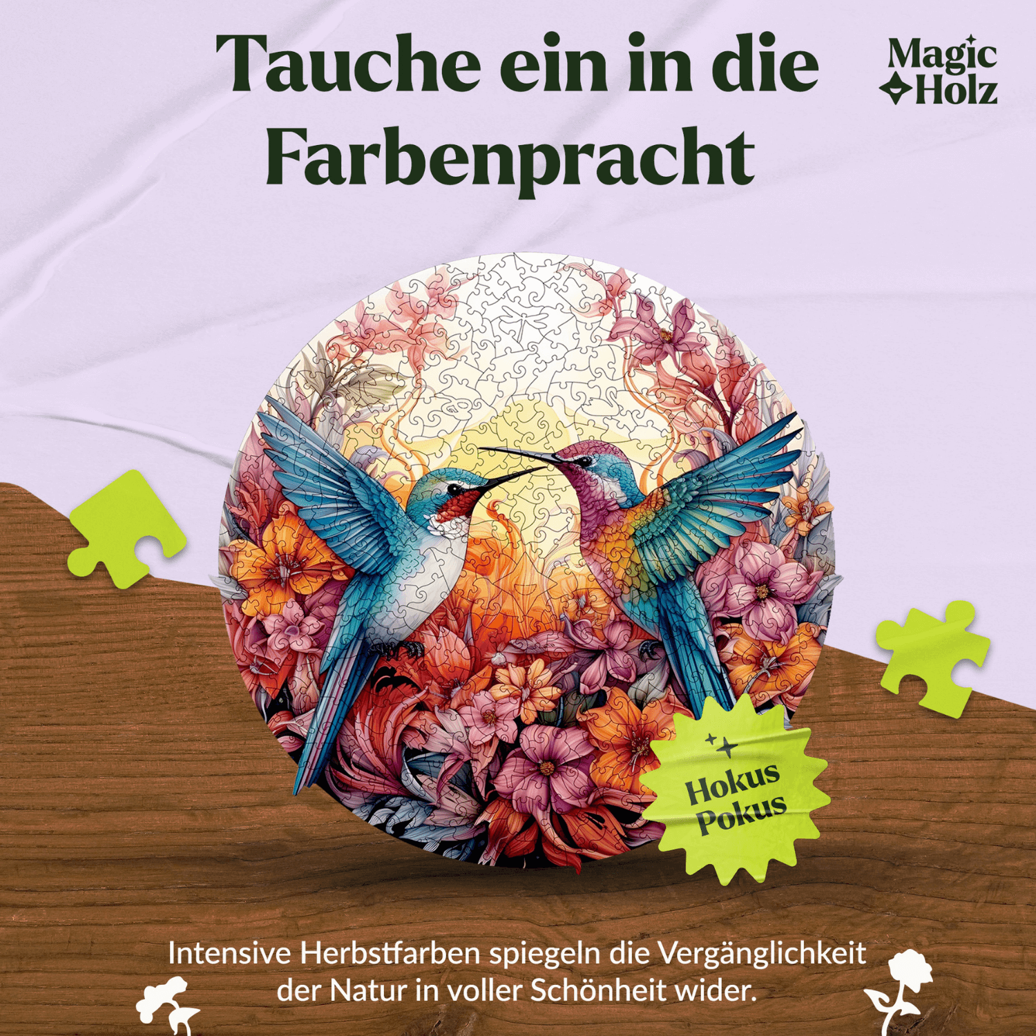 Happy hummingbirds | Mandala wooden puzzle MagicHolz