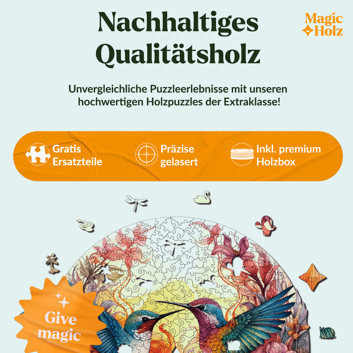 Happy hummingbirds | Mandala wooden puzzle MagicHolz