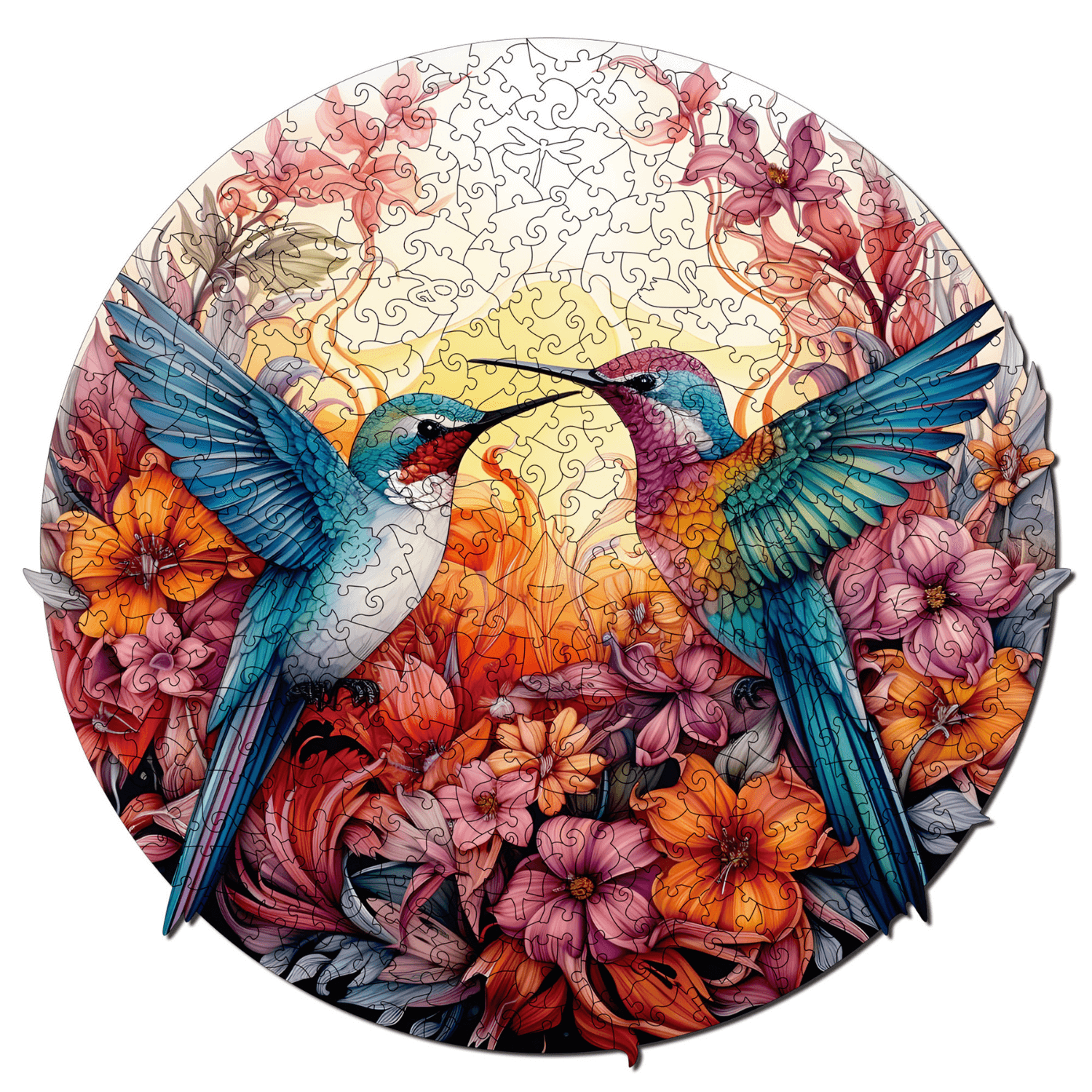 Happy hummingbirds | Mandala wooden puzzle MagicHolz