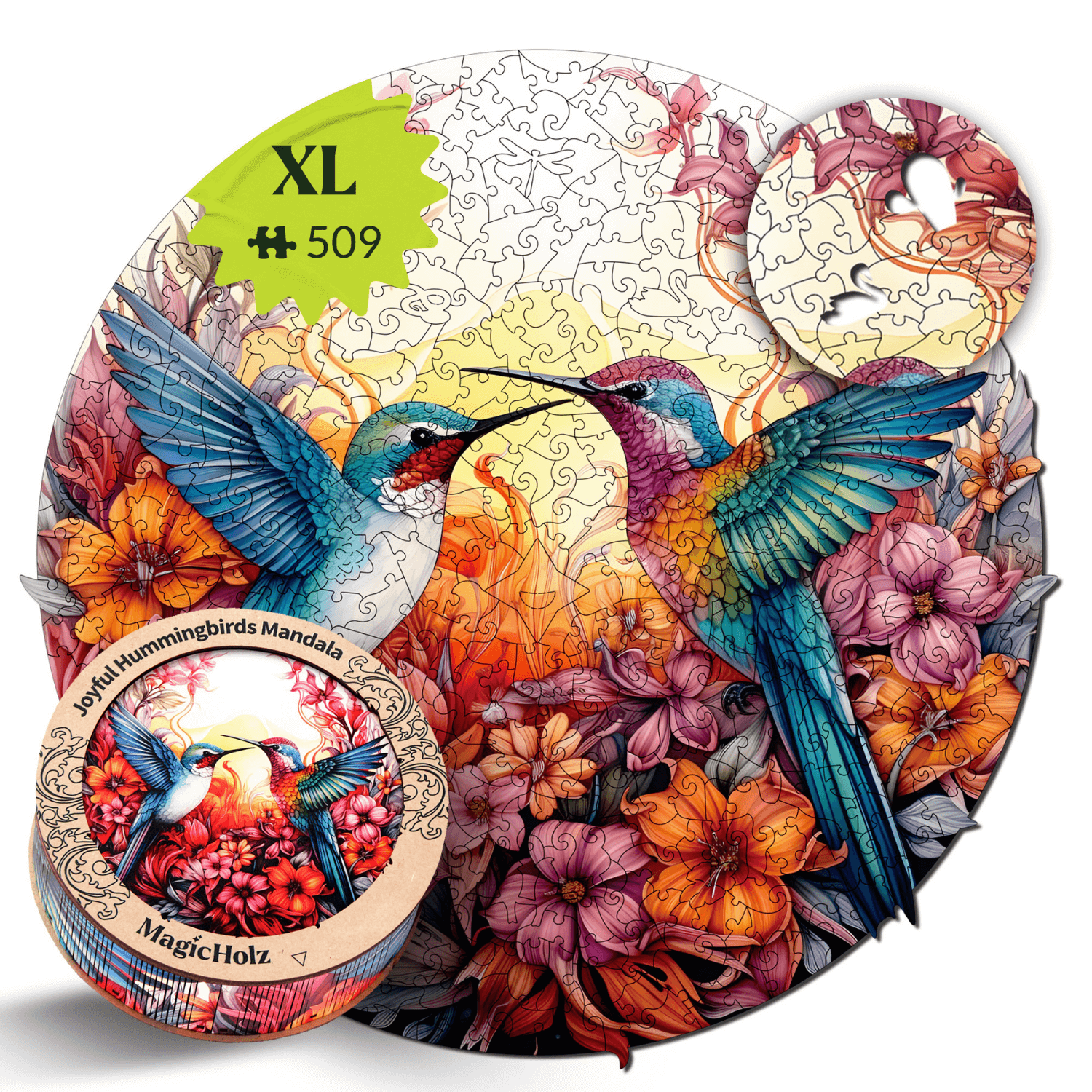 Happy hummingbirds | Mandala wooden puzzle MagicHolz XL