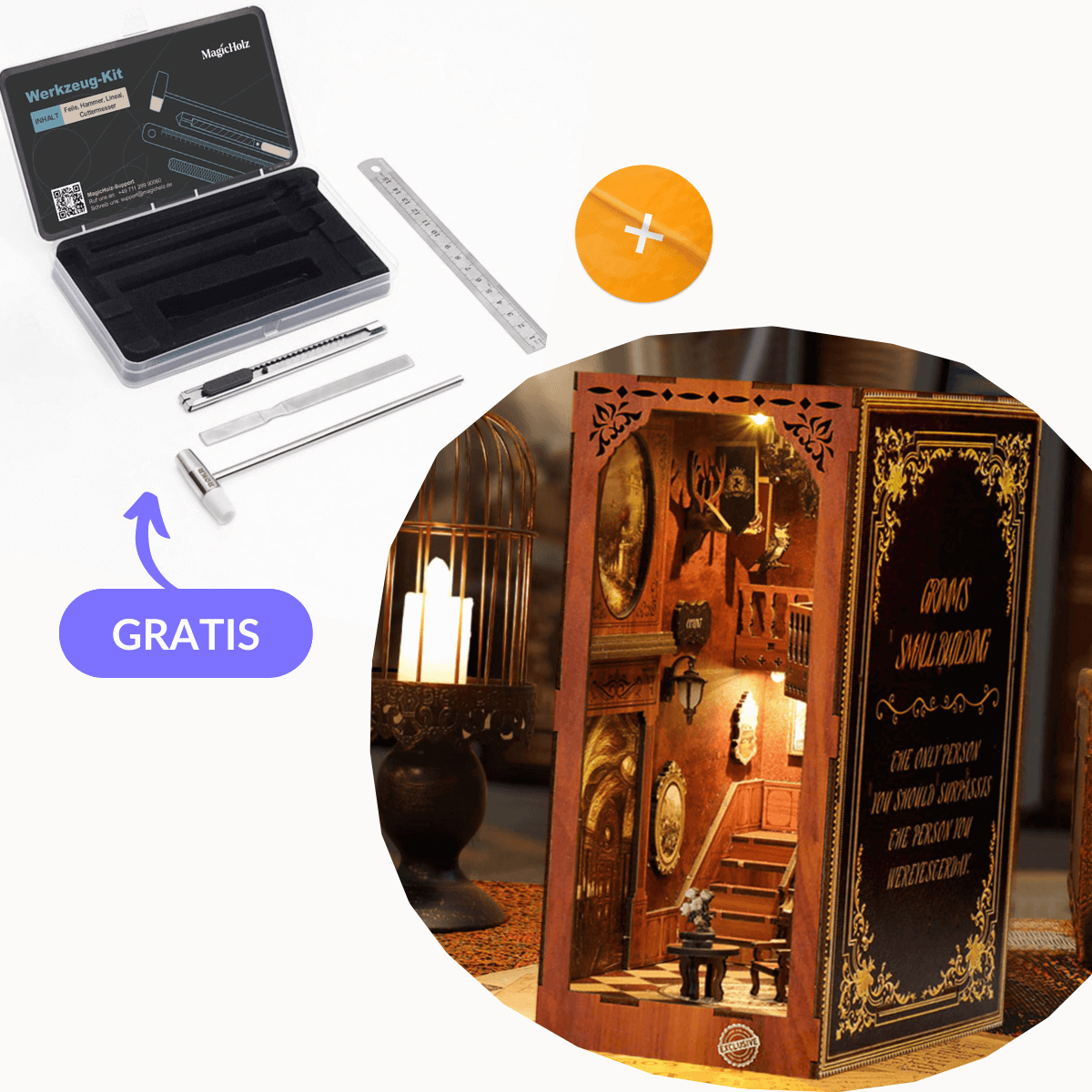 Grimm's Haus Bastel-Set Diorama MagicHolz Starter Kit | Book Nook + Werkzeug
