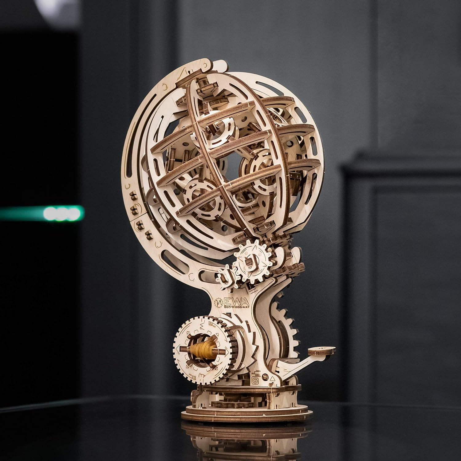 Kinetic Globe mechanical wooden puzzle Eco-Wood-Art