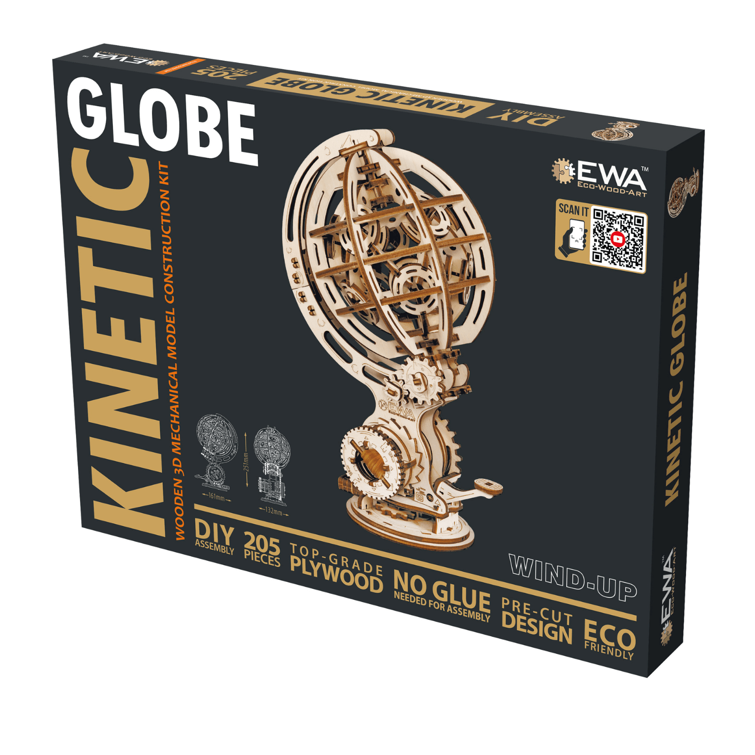 Kinetic Globe mechanical wooden puzzle Eco-Wood-Art
