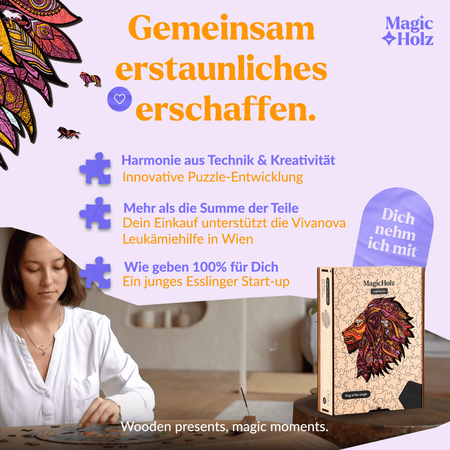 König des Dschungels | Löwe Holzpuzzle MagicHolz
