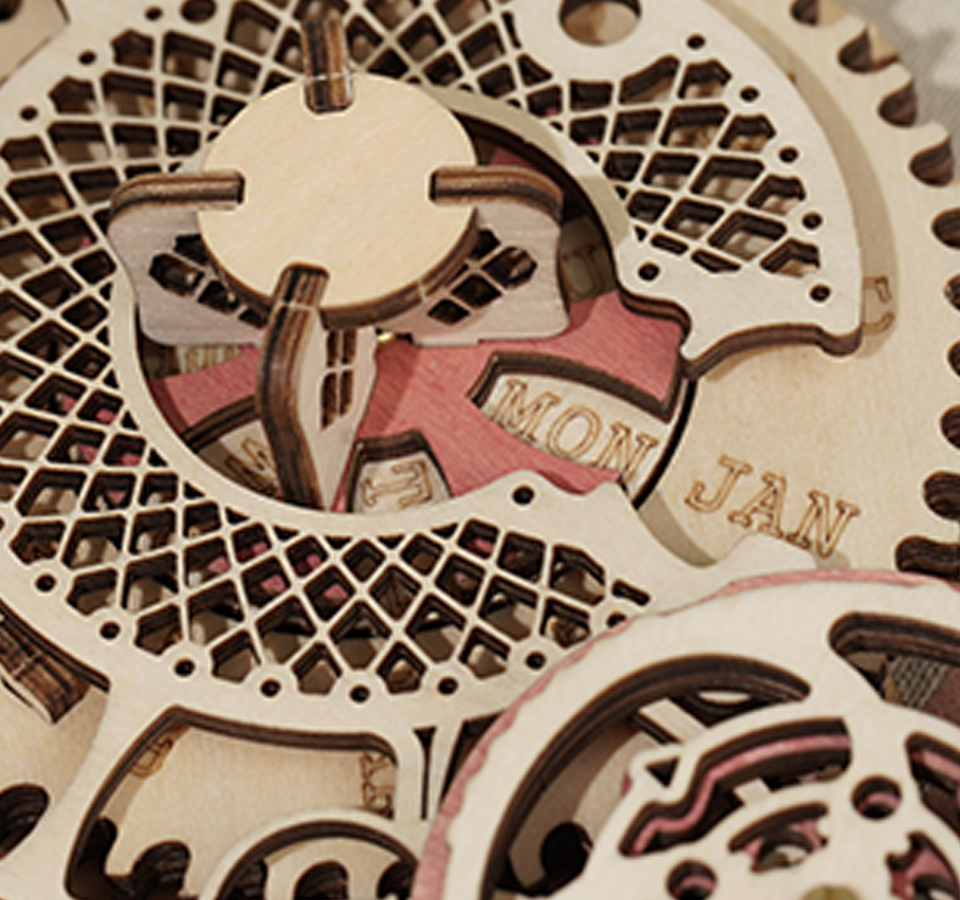 Horloge murale et calendrier Zodiac Puzzle mécanique en bois Robotime