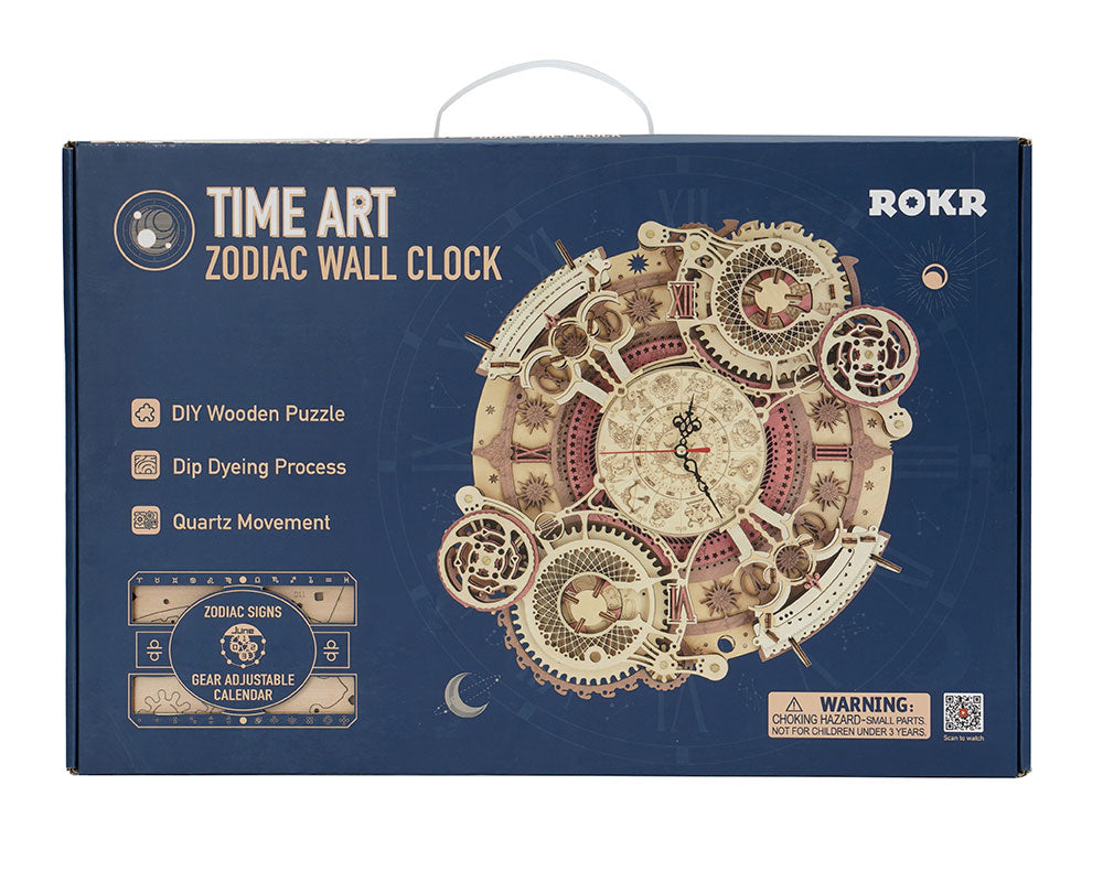 Horloge murale et calendrier Zodiac Puzzle mécanique en bois Robotime