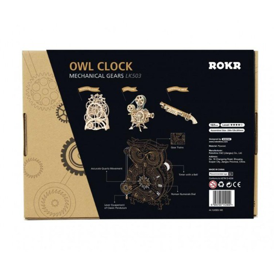 Eulen Puzzle als Pendeluhr Mechanisches Holzpuzzle Robotime