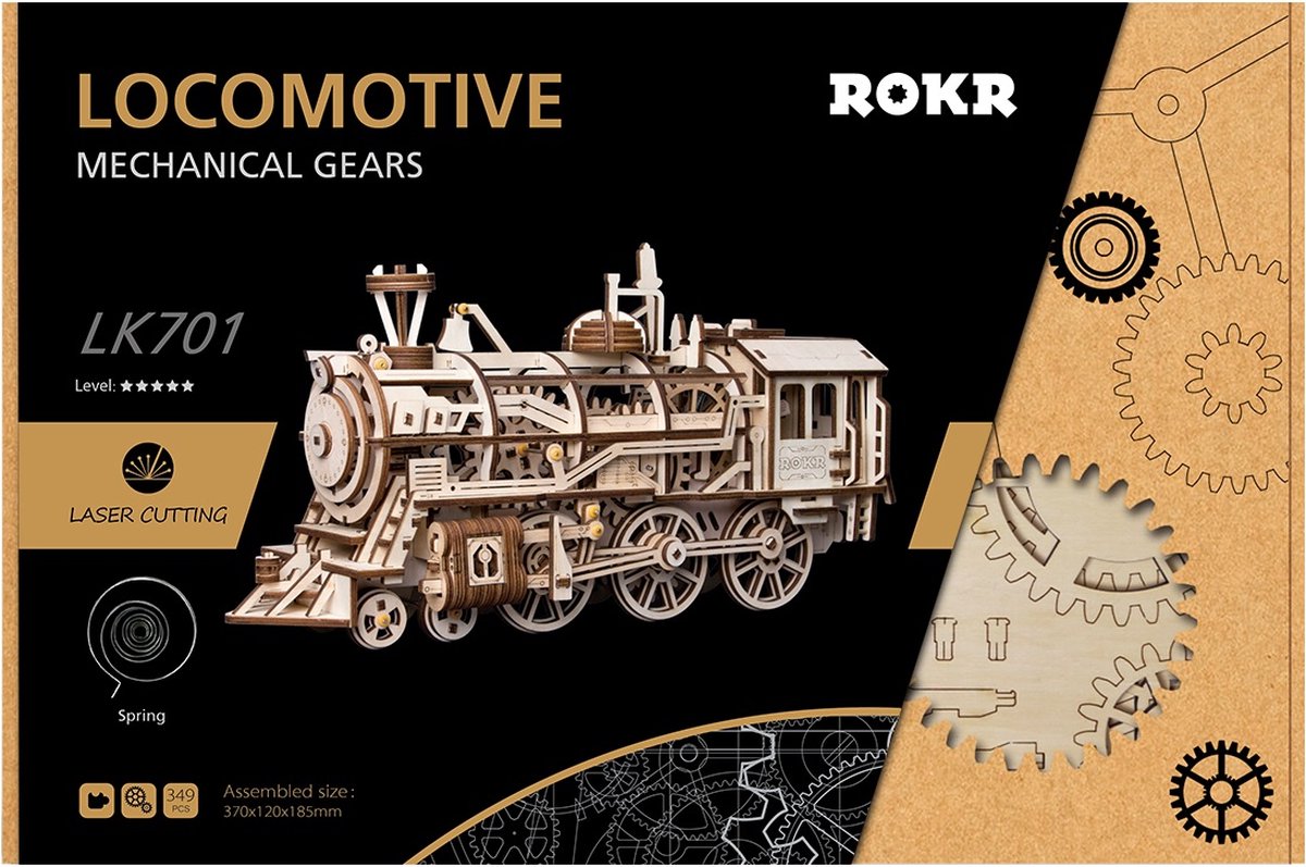 Mechanical Steam Train-Mechanical Wooden Puzzle-Robotime--