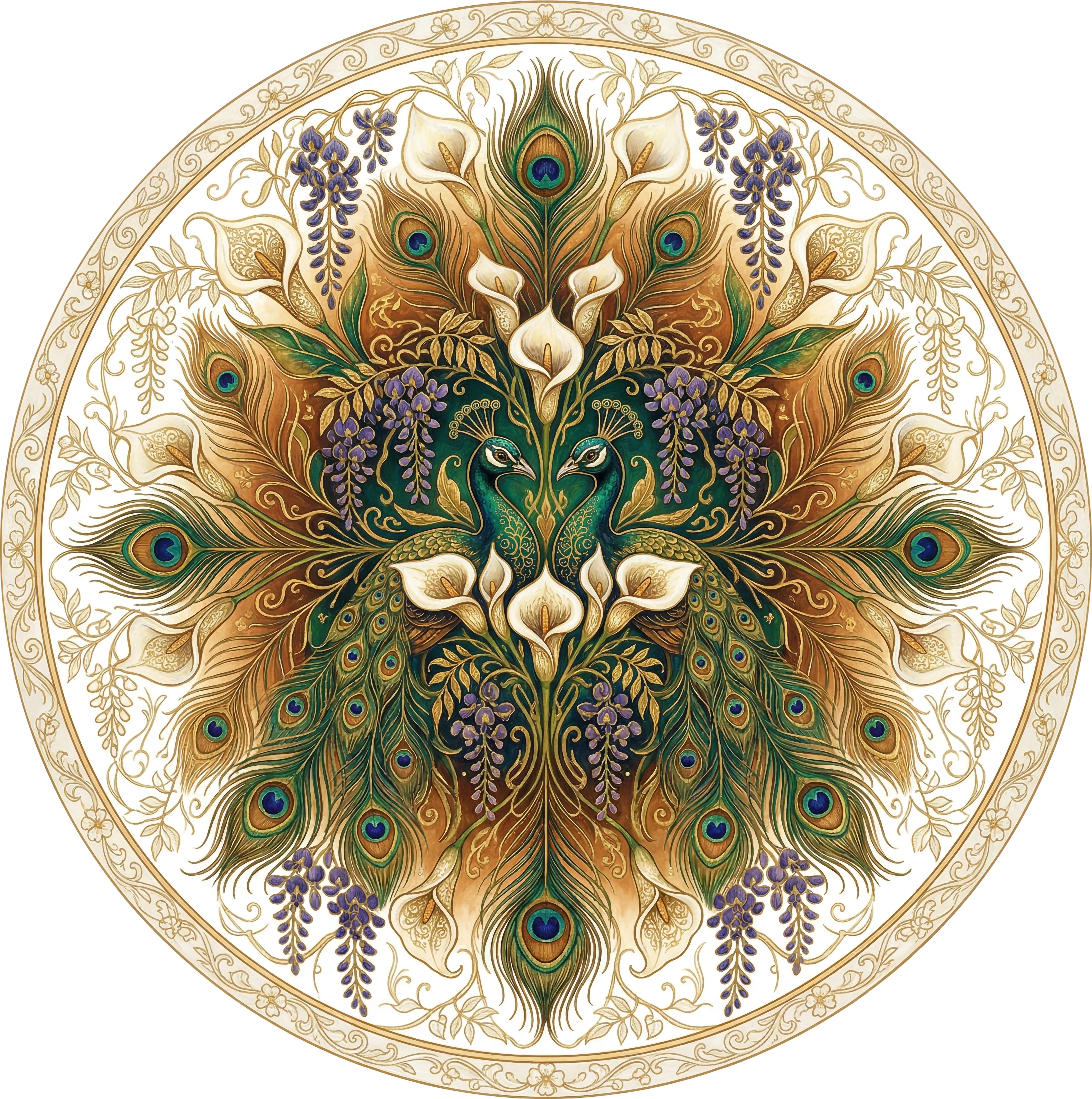 Goldene Pfauen im Jugendstil Mandala Holzpuzzle (2D) MagicHolz