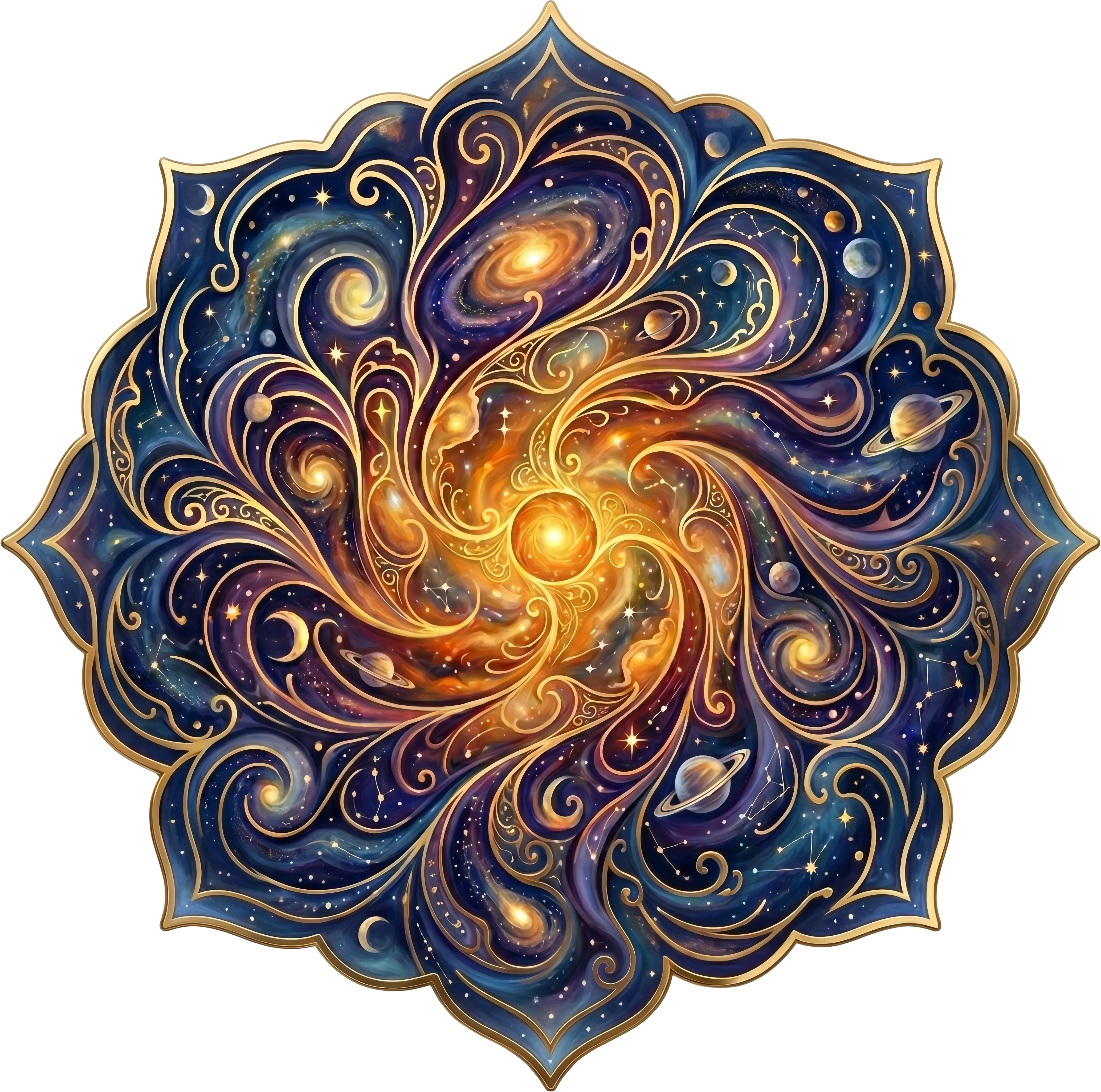 Goldener Sternenlotus Mandala Holzpuzzle (2D) MagicHolz