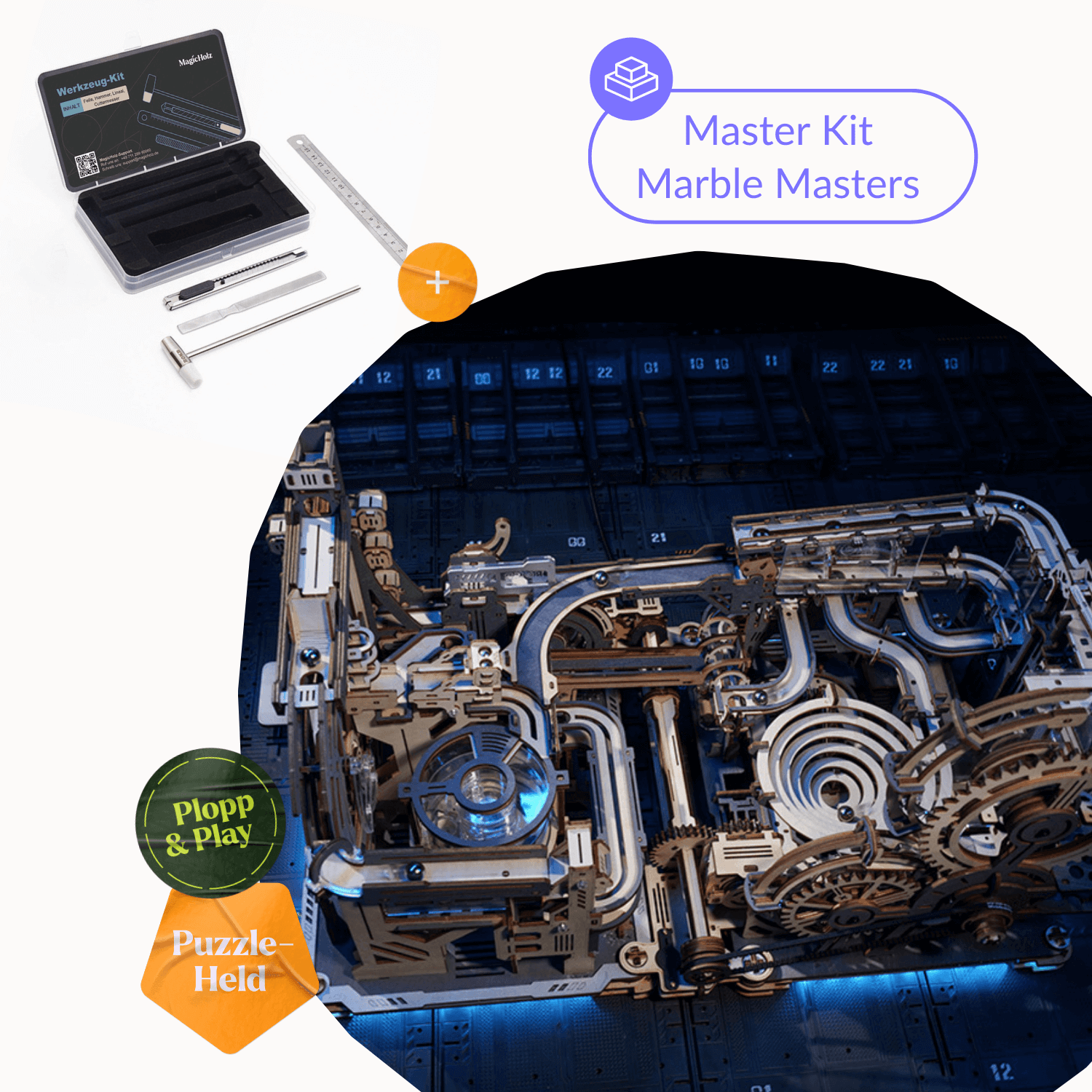 Marble Masters – Die nächste Stufe der Murmelmagie 3D Puzzle Robotime Master Kit | Night City 2.0 + Space Port + Marbel Link Pack