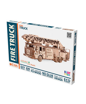 Mechanischer LKW | Feuerwehrauto *-Mechanisches Holzpuzzle-Eco-Wood-Art--