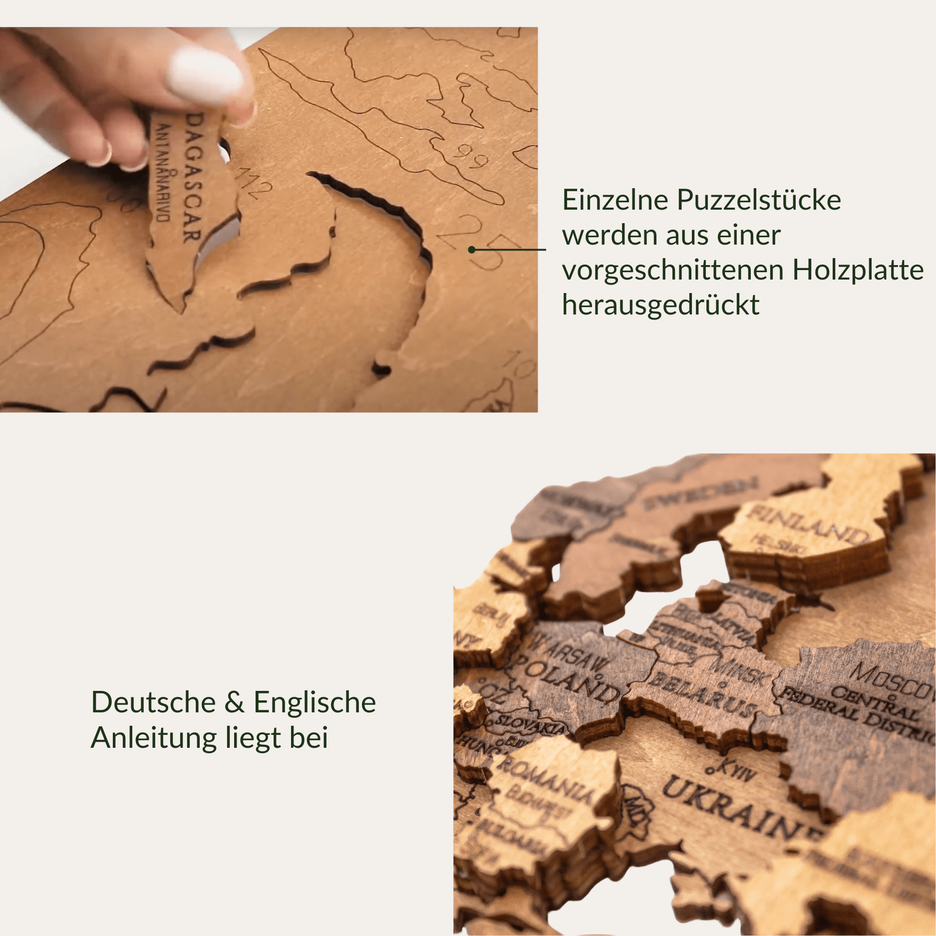 Mehrfarbige Holz Weltkarten Wandpuzzle Eco-Wood-Art