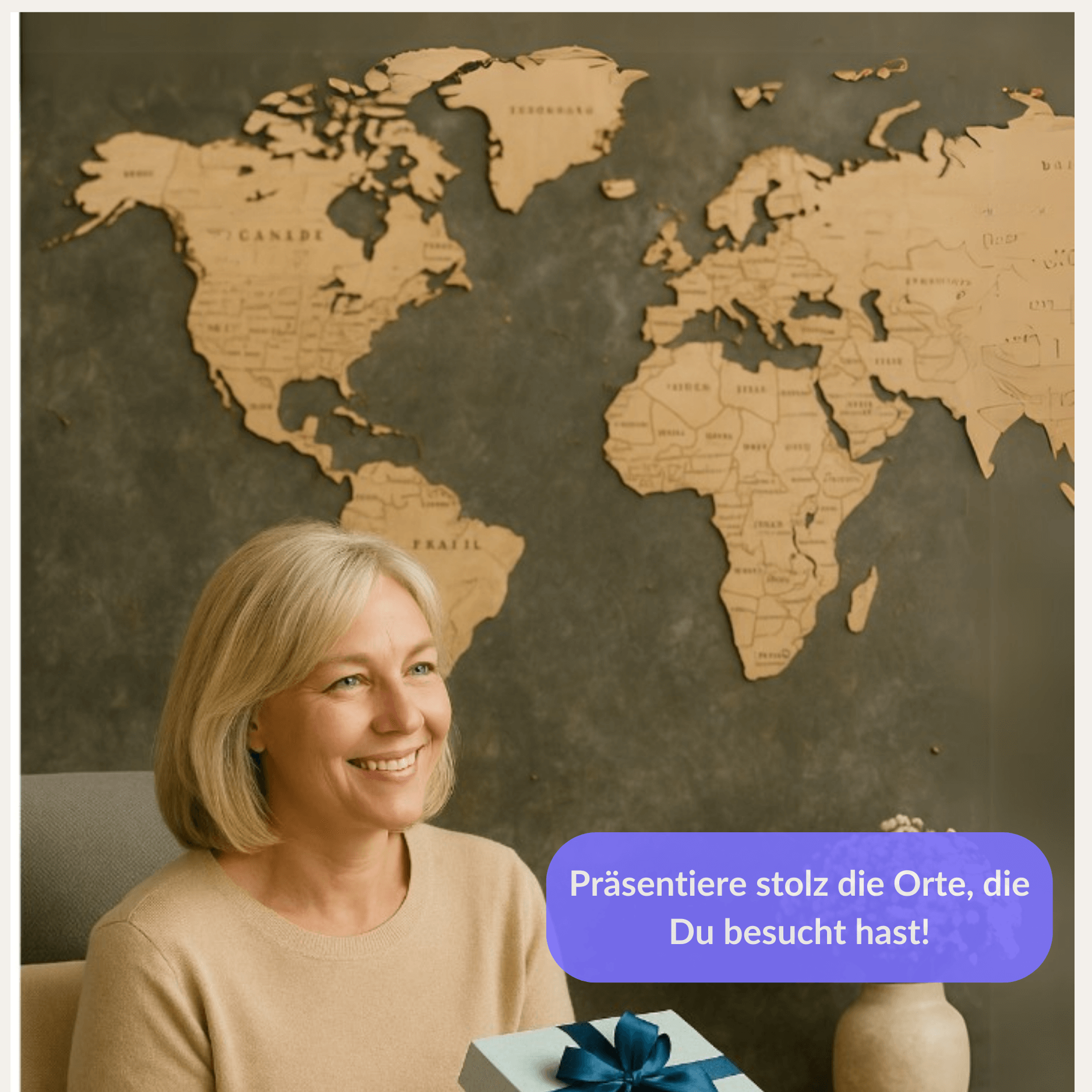 Mehrfarbige Holz Weltkarten Wandpuzzle Eco-Wood-Art