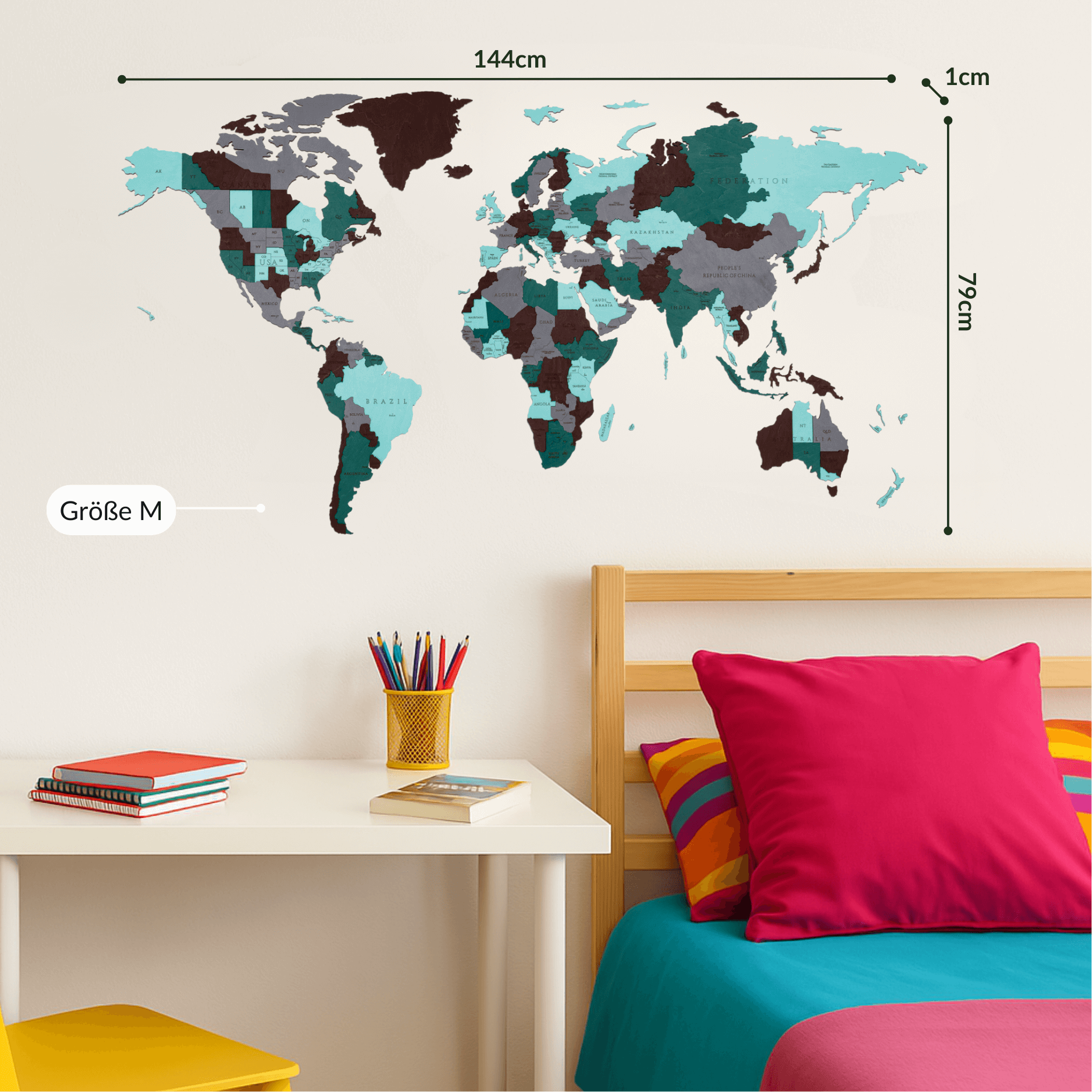 Multicolored wooden world maps | wall puzzle-wall puzzle-eco-wood-art--