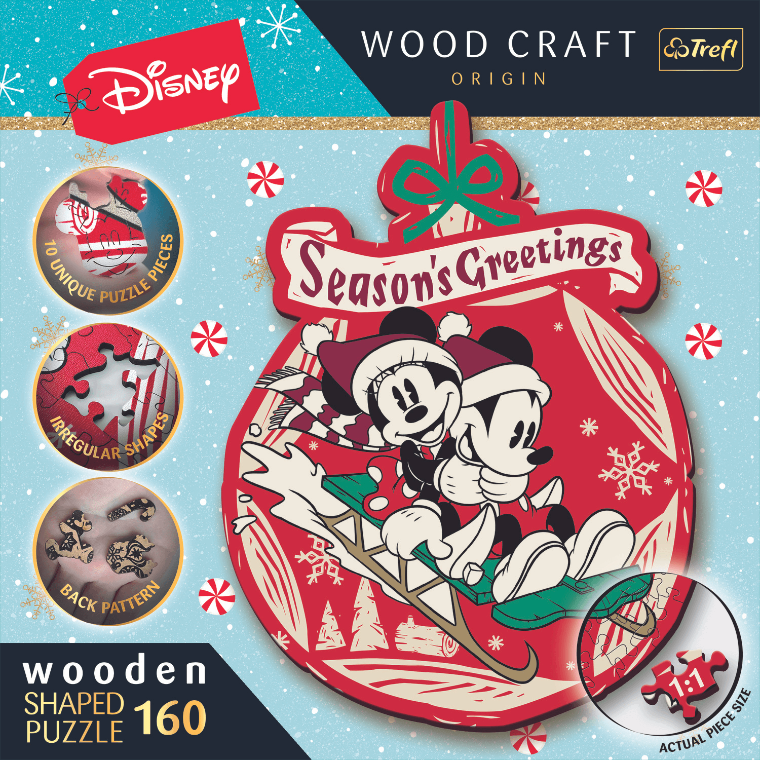 Disney | Mickey and Minni's Christmas Adventure | Wooden Puzzle 160 wooden puzzles-TREFL--