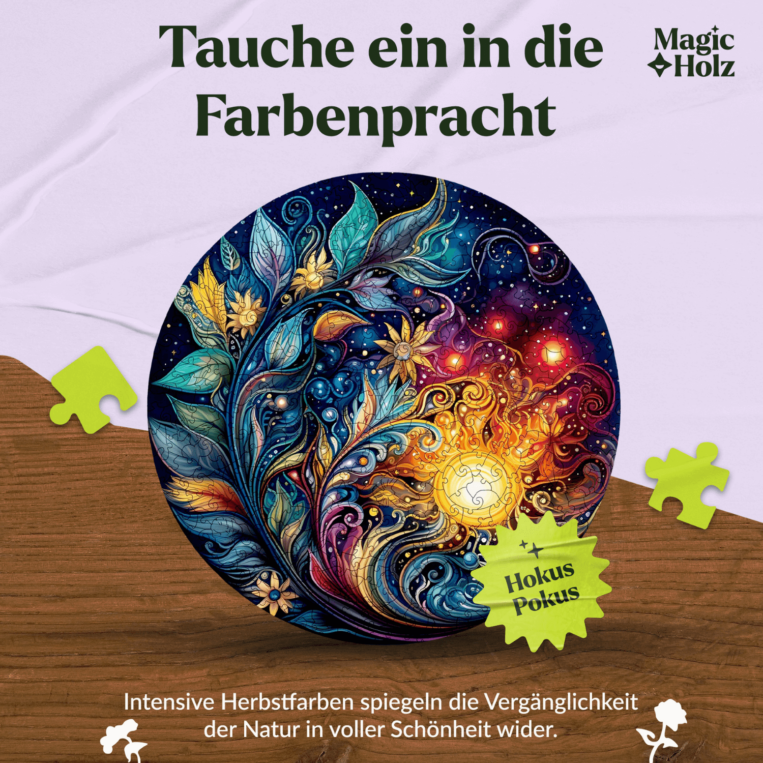 Mystical flowers galaxy | Mandala wooden puzzle MagicHolz