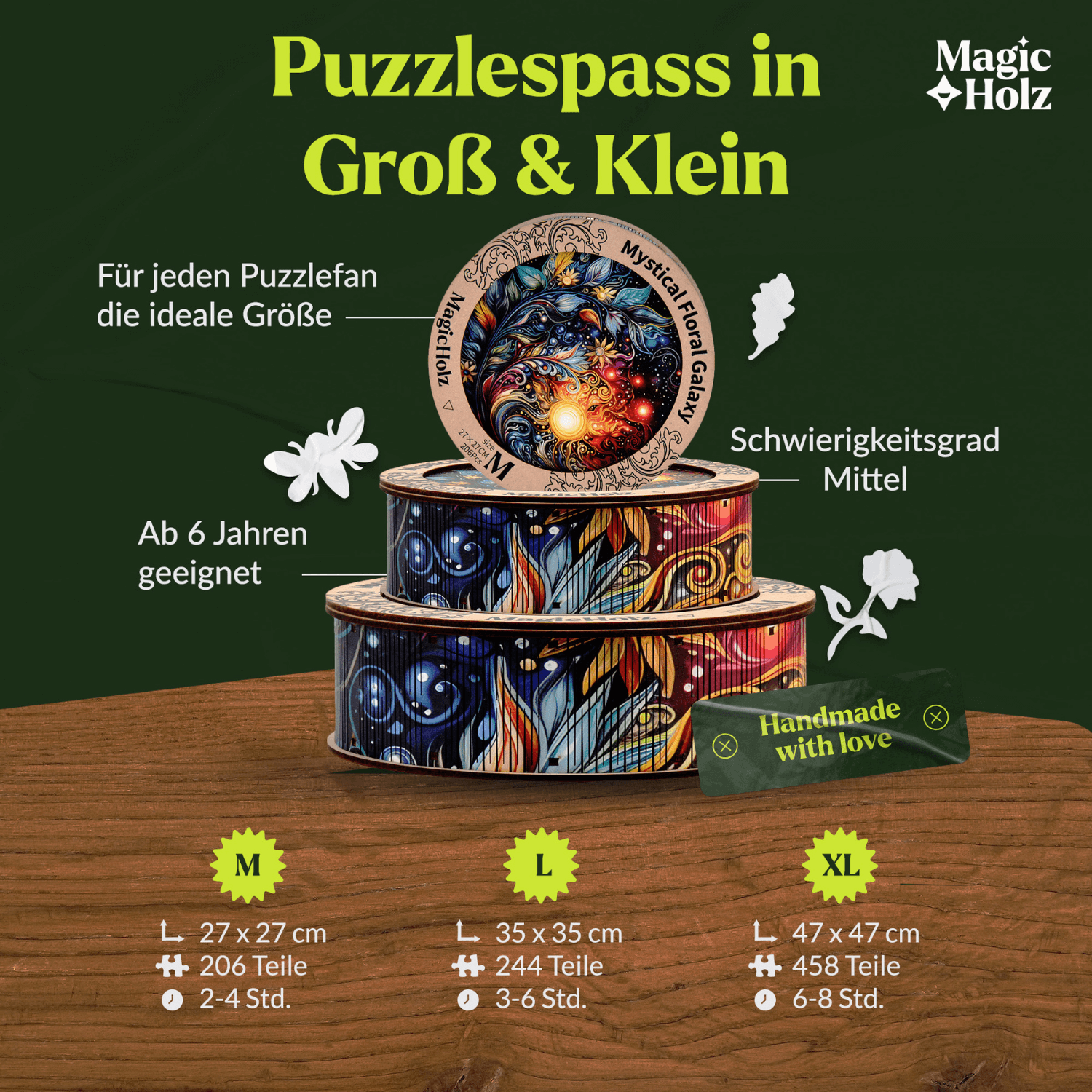 Mystical flowers galaxy | Mandala wooden puzzle MagicHolz