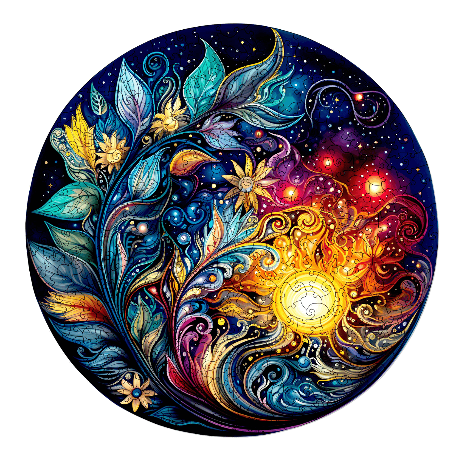 Mystical flowers galaxy | Mandala wooden puzzle MagicHolz