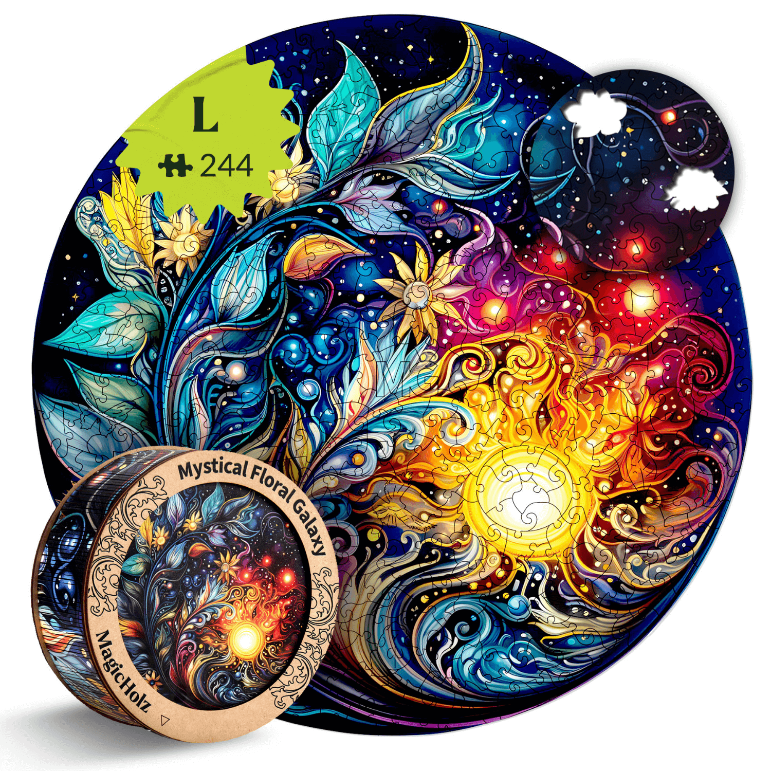 Mystical flowers galaxy | Mandala wooden puzzle MagicHolz L