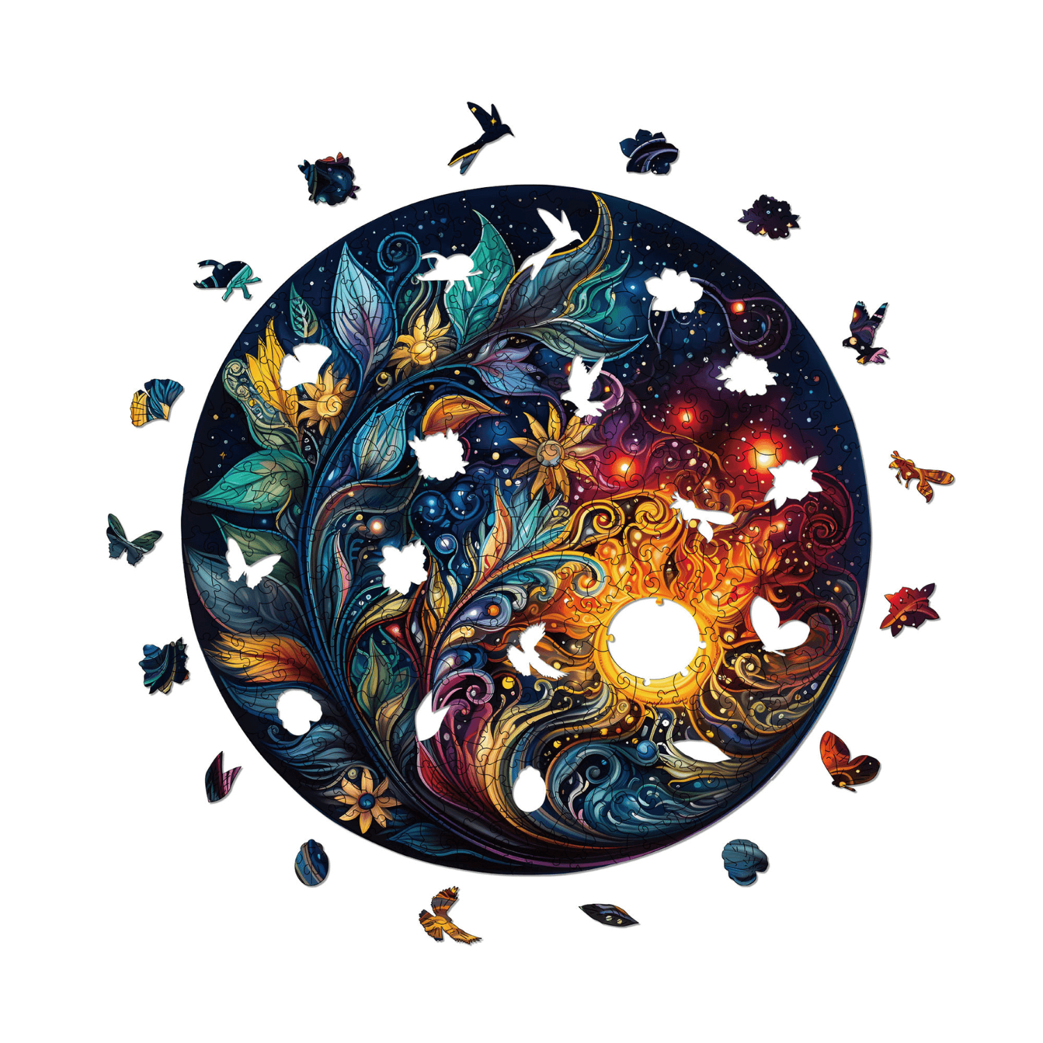 Mystical flowers galaxy | Mandala wooden puzzle MagicHolz