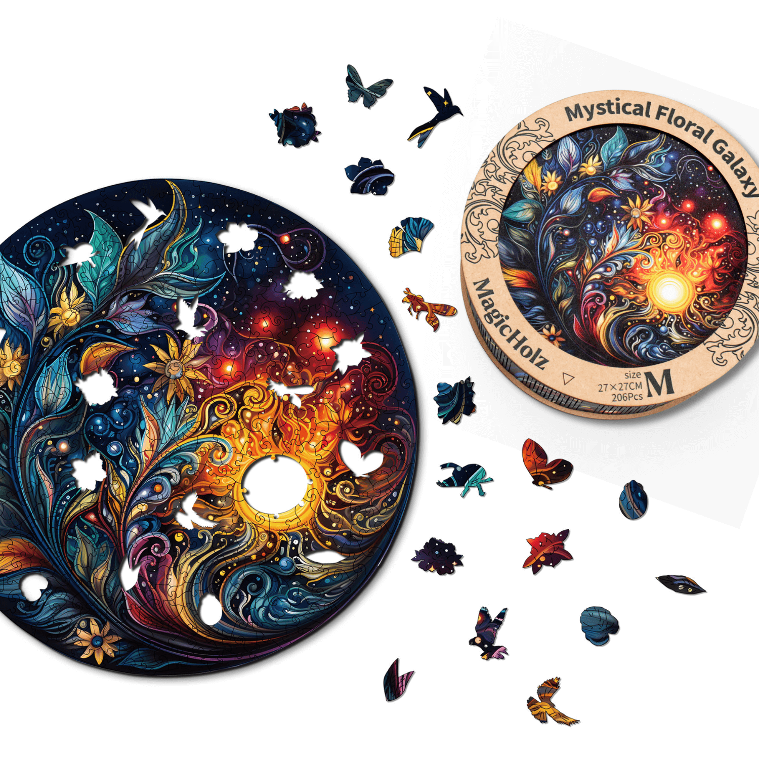 Mystical flowers galaxy | Mandala wooden puzzle MagicHolz