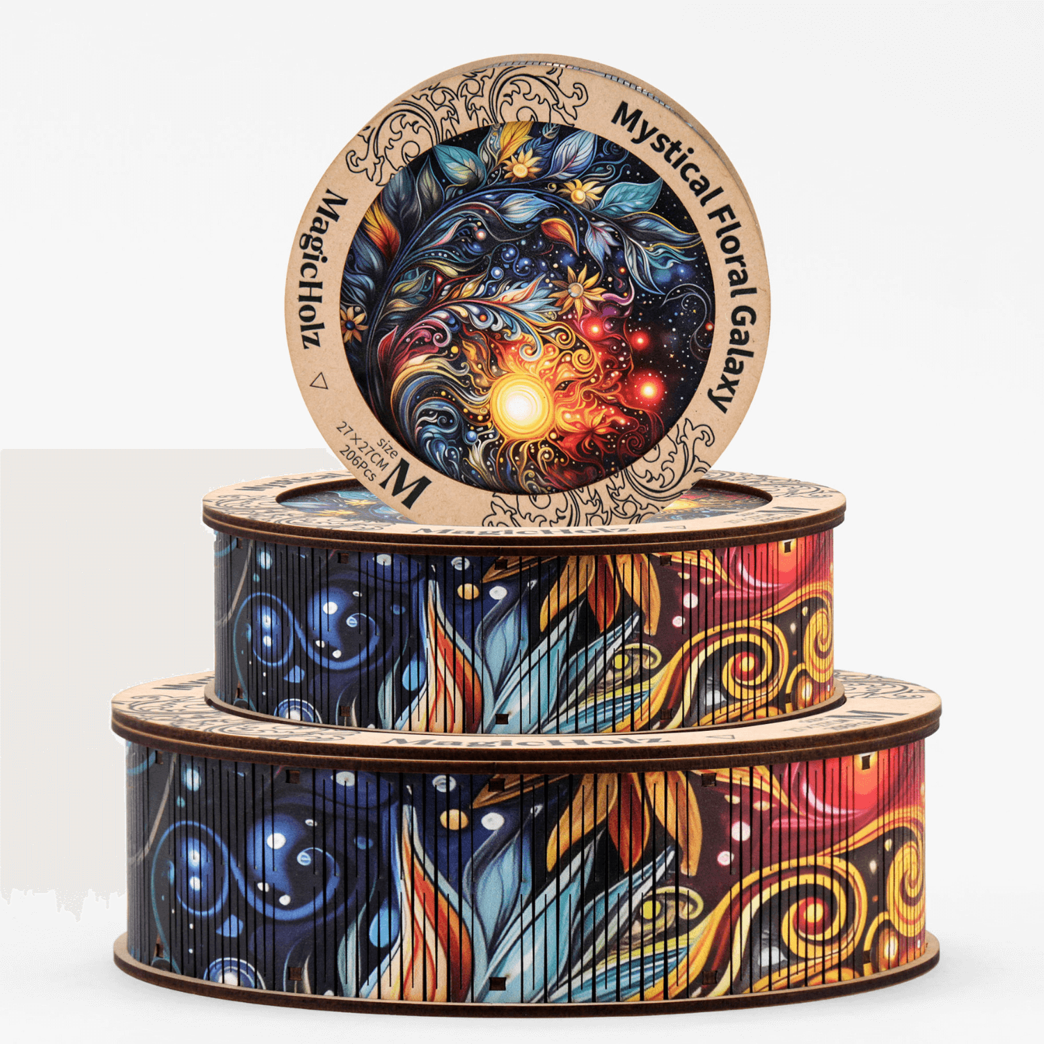 Mystical flowers galaxy | Mandala wooden puzzle MagicHolz