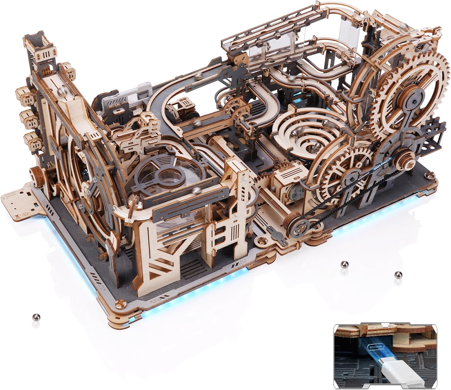 Marble Spaceport Mechanischer Bausatz Robotime Night City 2.0 + Space Port + Marbel Link Pack