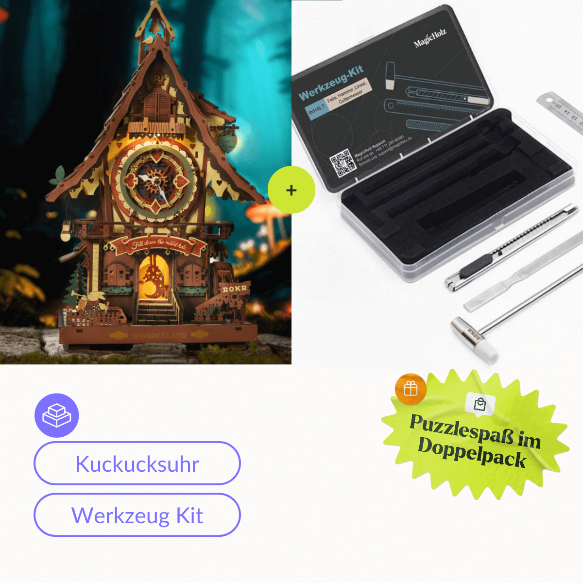 3D-bouwpakket koekoeksklok Mechanisch bouwpakket Robotime koekoeksklok & professionele gereedschapsset