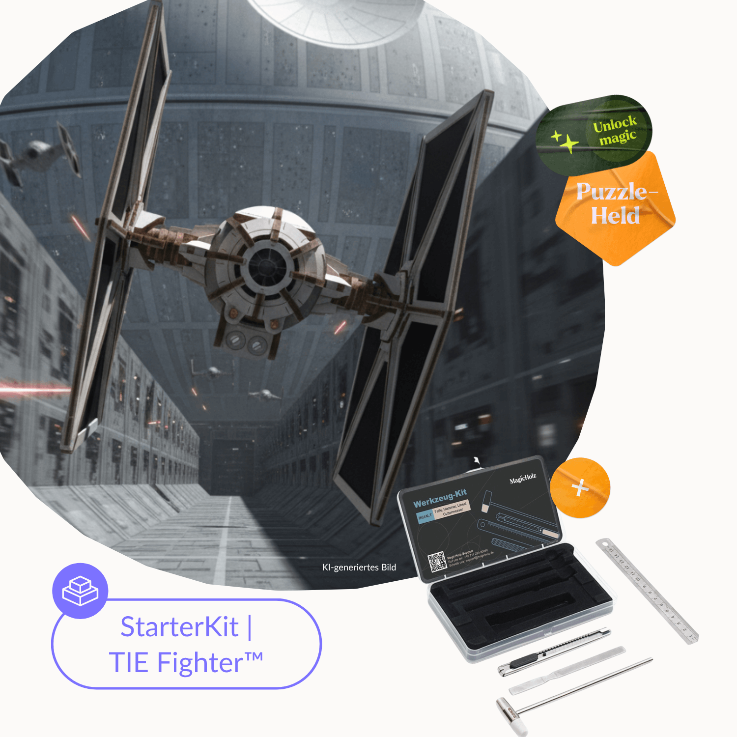 TIE Fighter™ Mechanisches Holzpuzzle Ugears Starter Kit | TIE Fighter™ + Werkzeugset