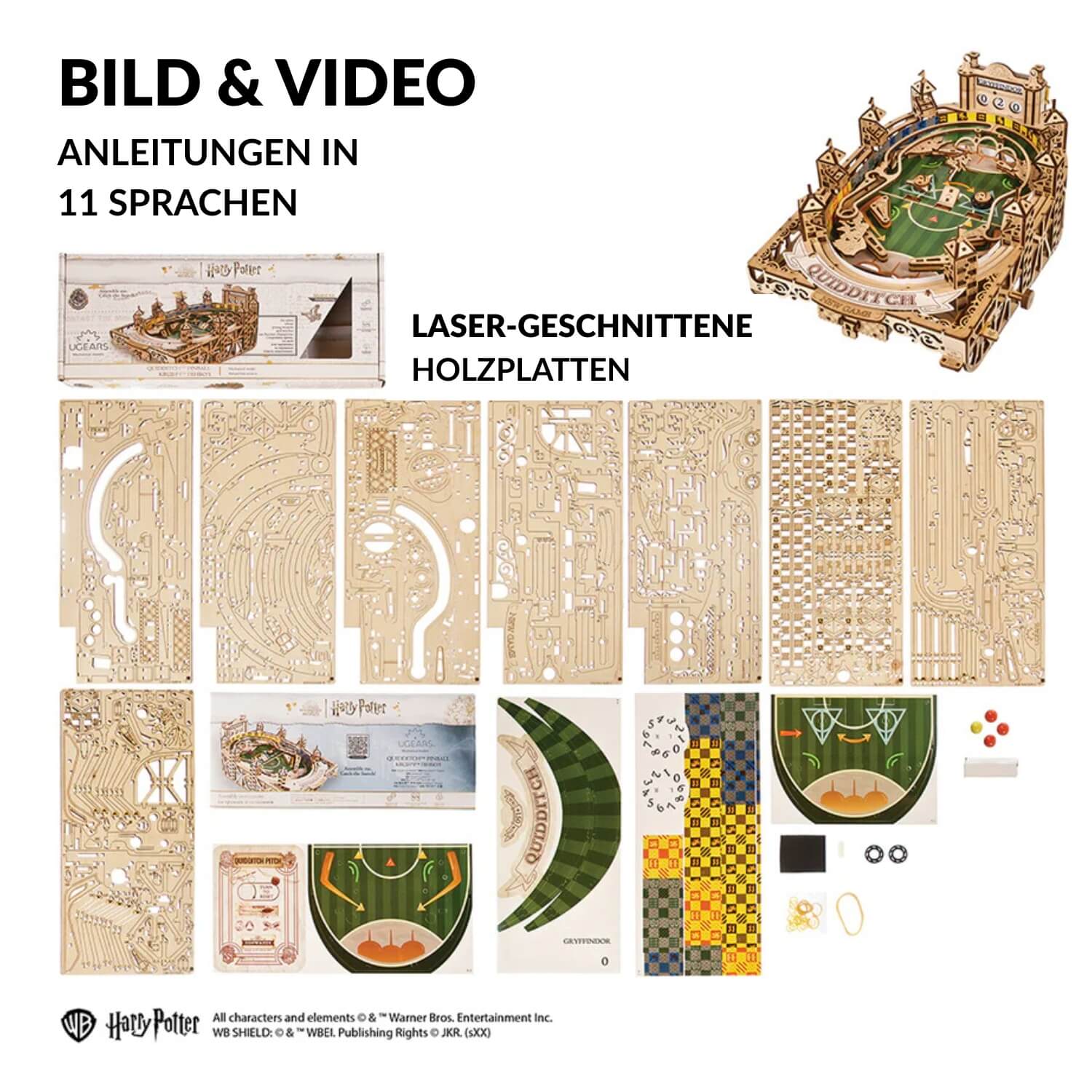 Quidditch Pinball – build in the flow, play in the moment Mechanical wooden puzzle Ugears