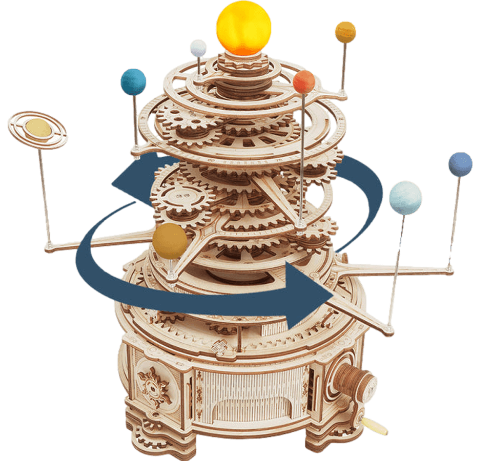 Mechanical solar system Mechanical wooden puzzle Robotime