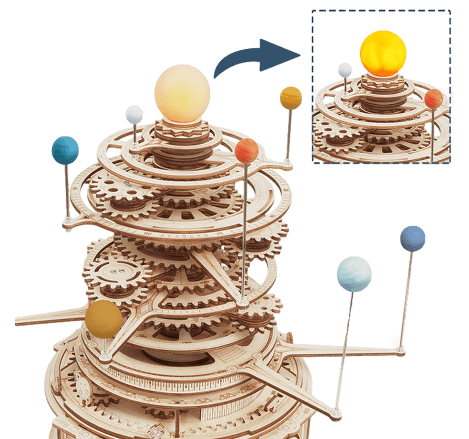 Mechanical solar system Mechanical wooden puzzle Robotime