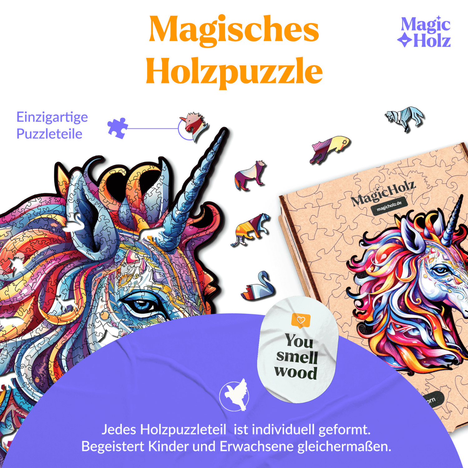 Rainbow Unicorn | Licorne 🦄 Puzzle en bois MagicHolz