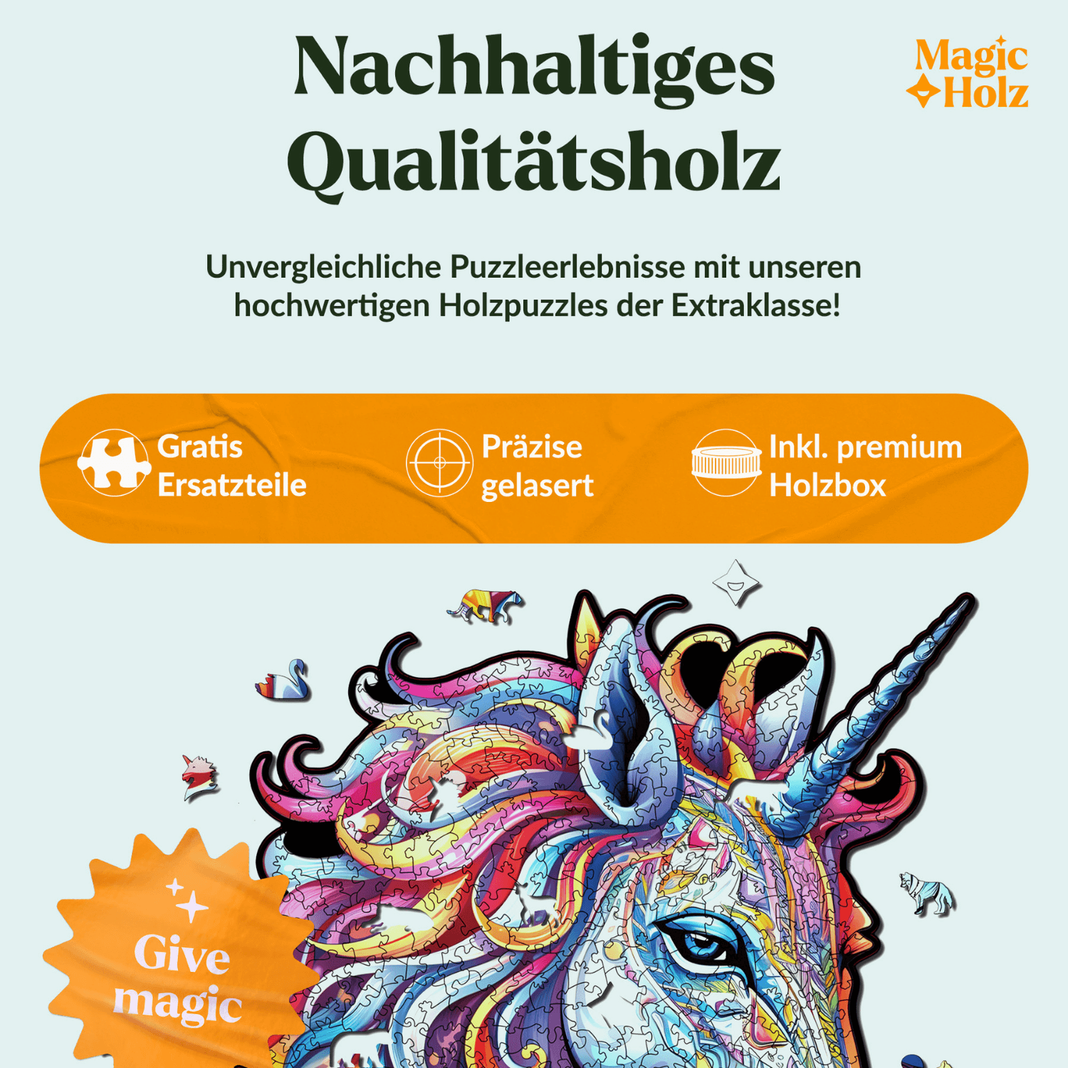 Rainbow Unicorn | Licorne 🦄 Puzzle en bois MagicHolz