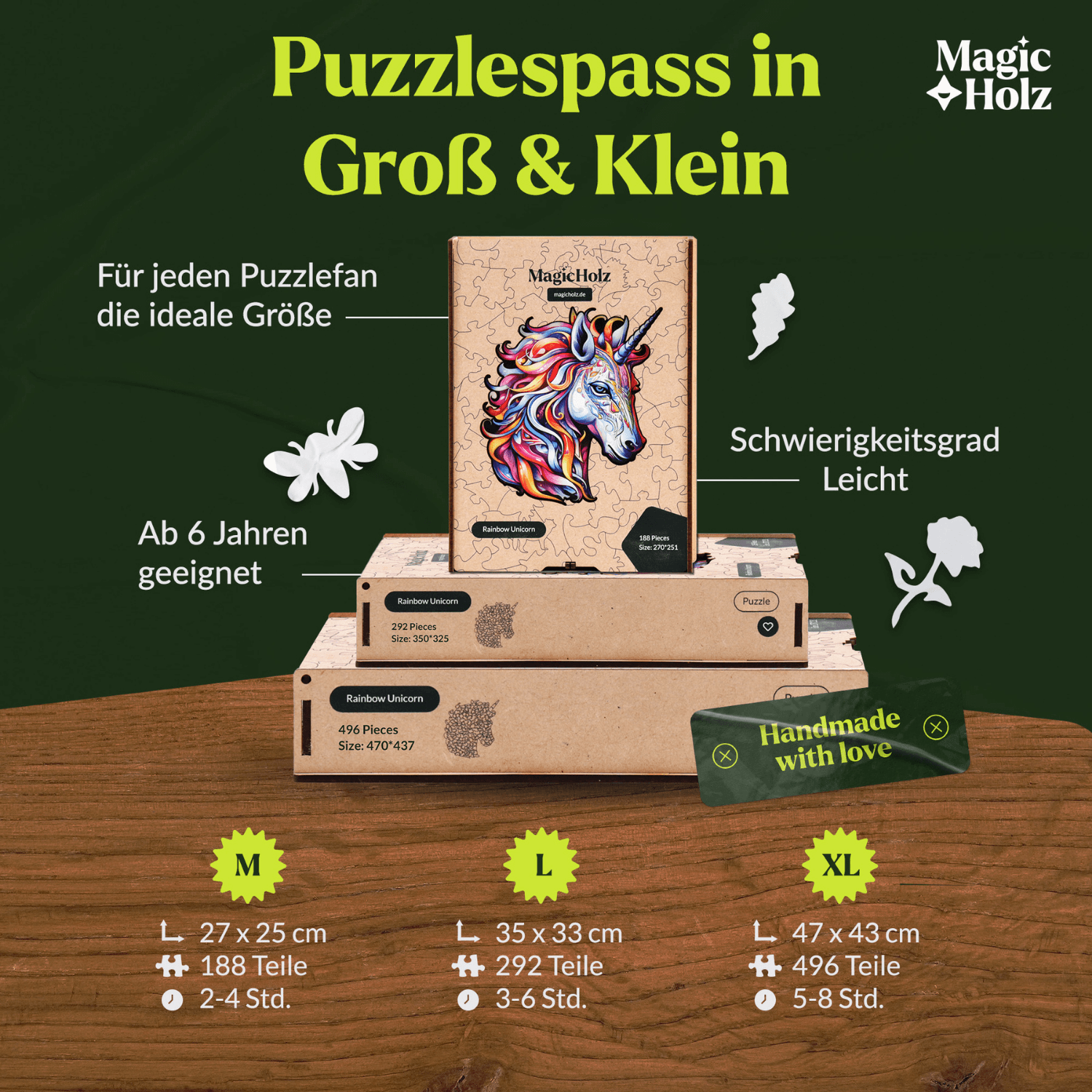 Rainbow Unicorn | Licorne 🦄 Puzzle en bois MagicHolz