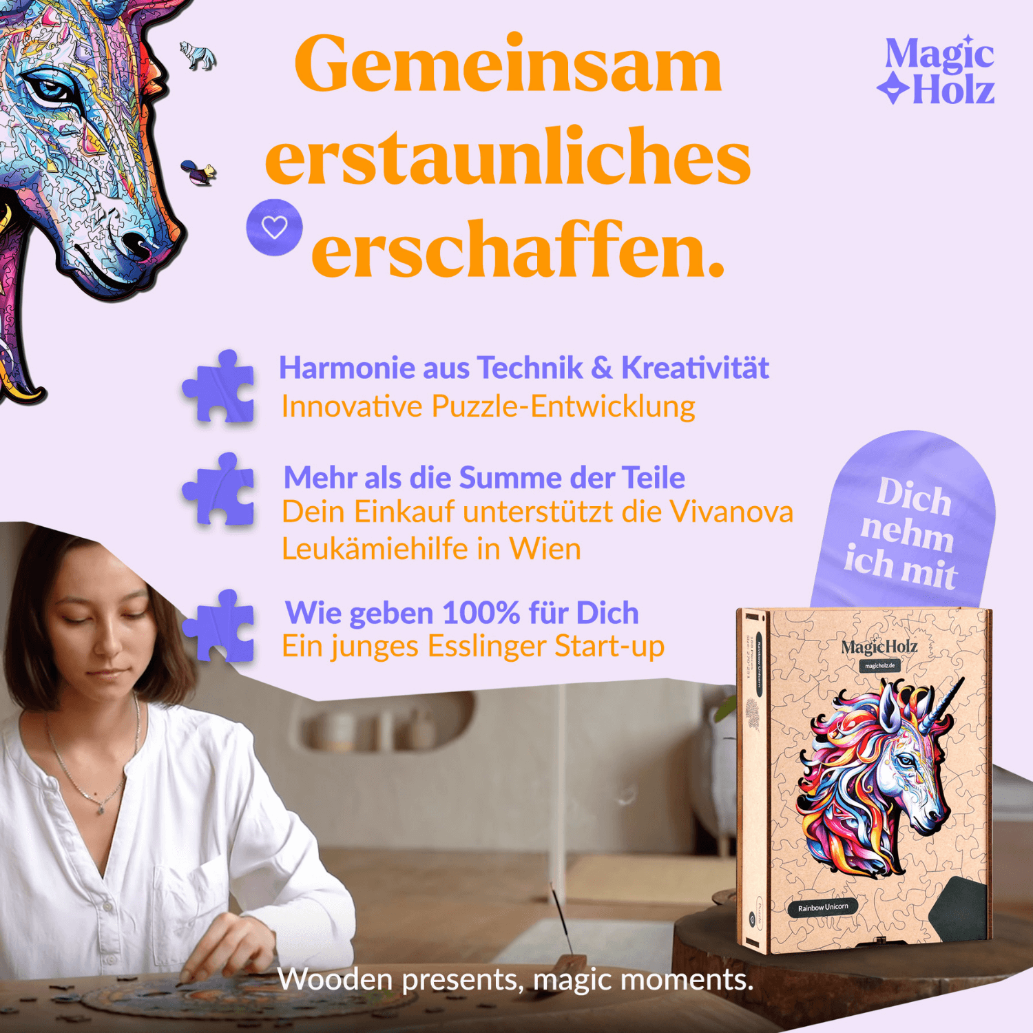 Rainbow Unicorn | Licorne 🦄 Puzzle en bois MagicHolz